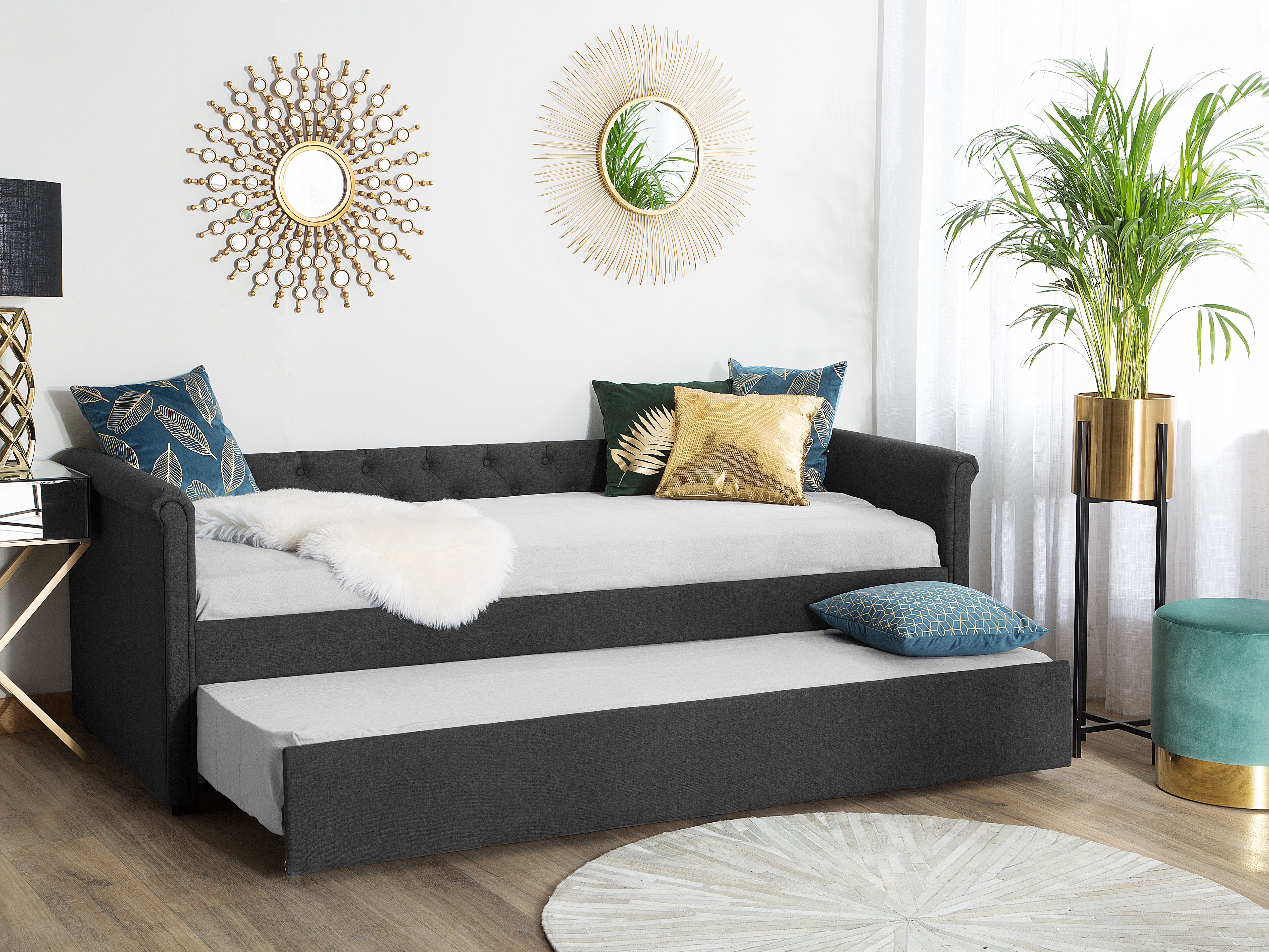 Trundle Bed Fabric LIBOURNE 80 x 200 cm (EU Small Single) Dark Grey