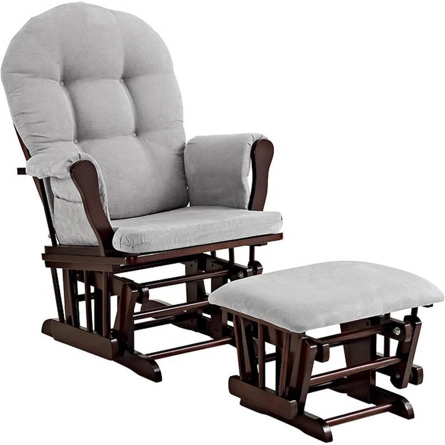 Angel Line Windsor Glider and Ottoman, Natural Finish with Gray Cushions - Image 41
