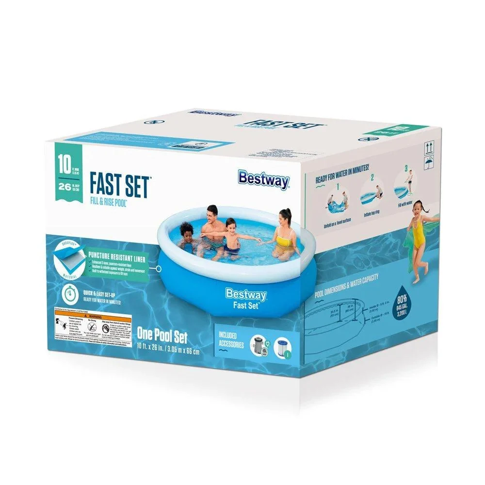 Bestway Fast Set Round Inflatable Pool Set 10 ft x 26 in - Image 2 Bestway Fast Set Round Inflatable Pool Set 10 ft x 26 in - Image 2