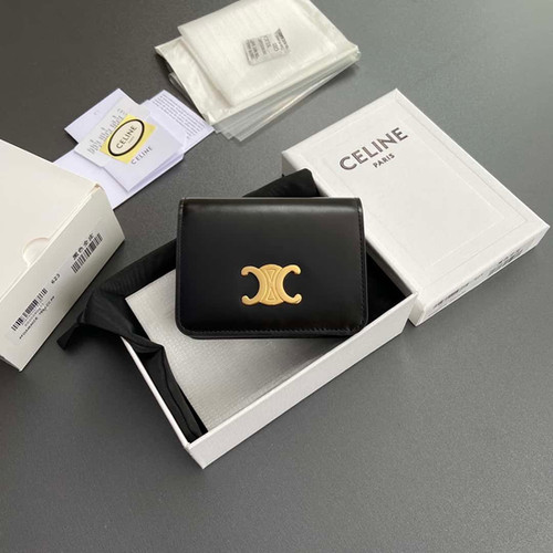 CELINE TRIOMPHE shiny cow leather short wallet