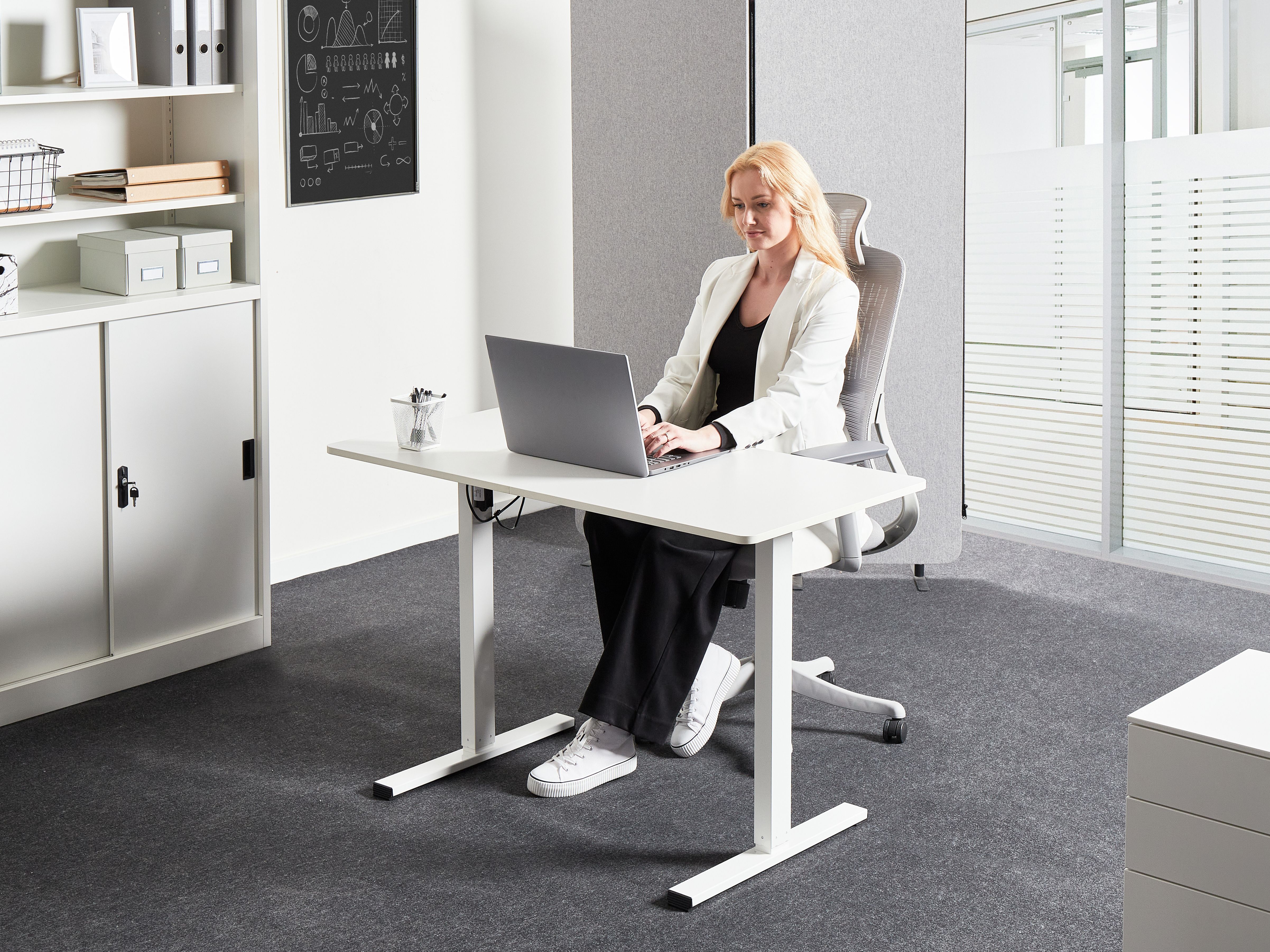 Electric Adjustable Standing Desk TAVARES White 120 cm 60 cm