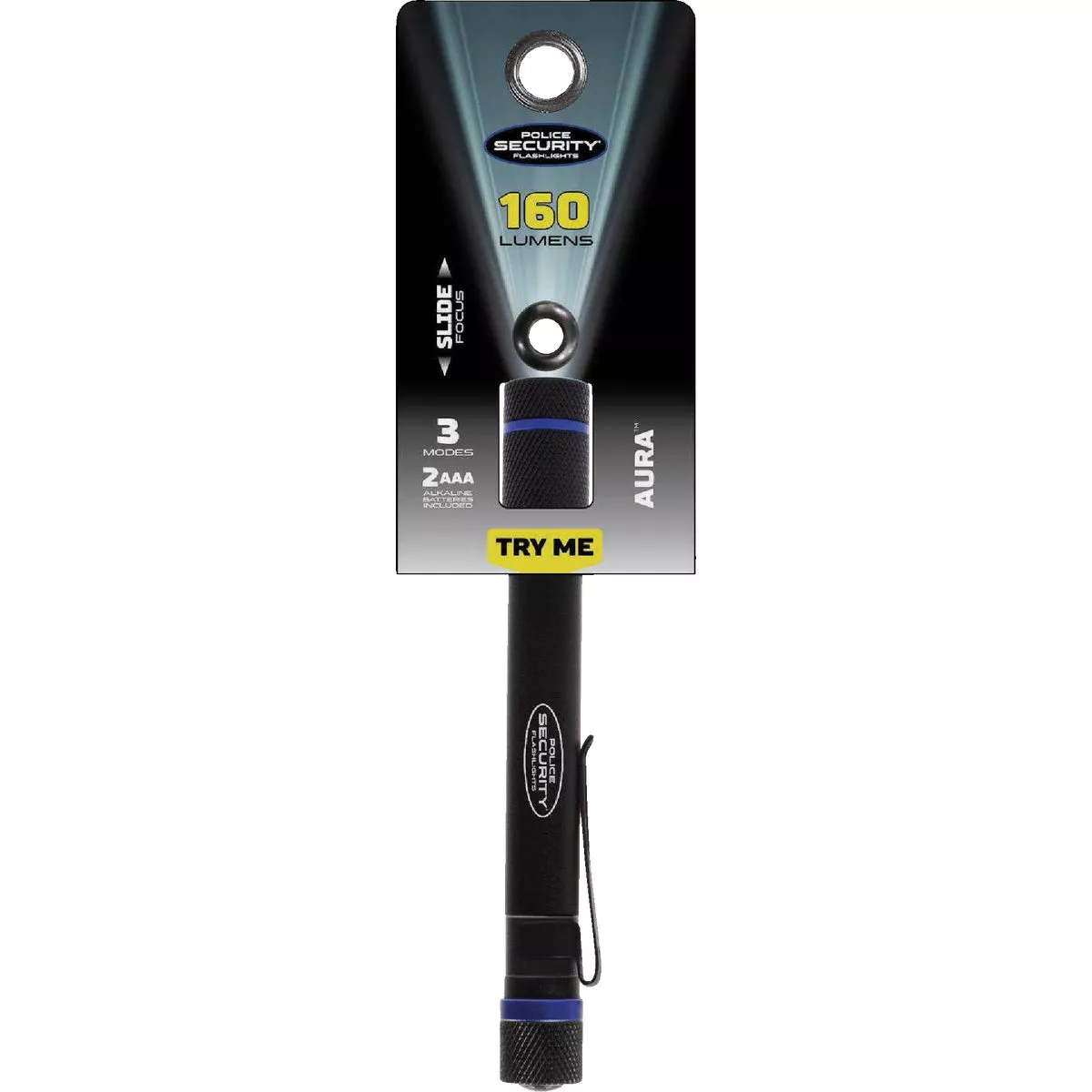 Police Security Aura 270 Lm. 2AAA Aluminum LED Penlight, Black