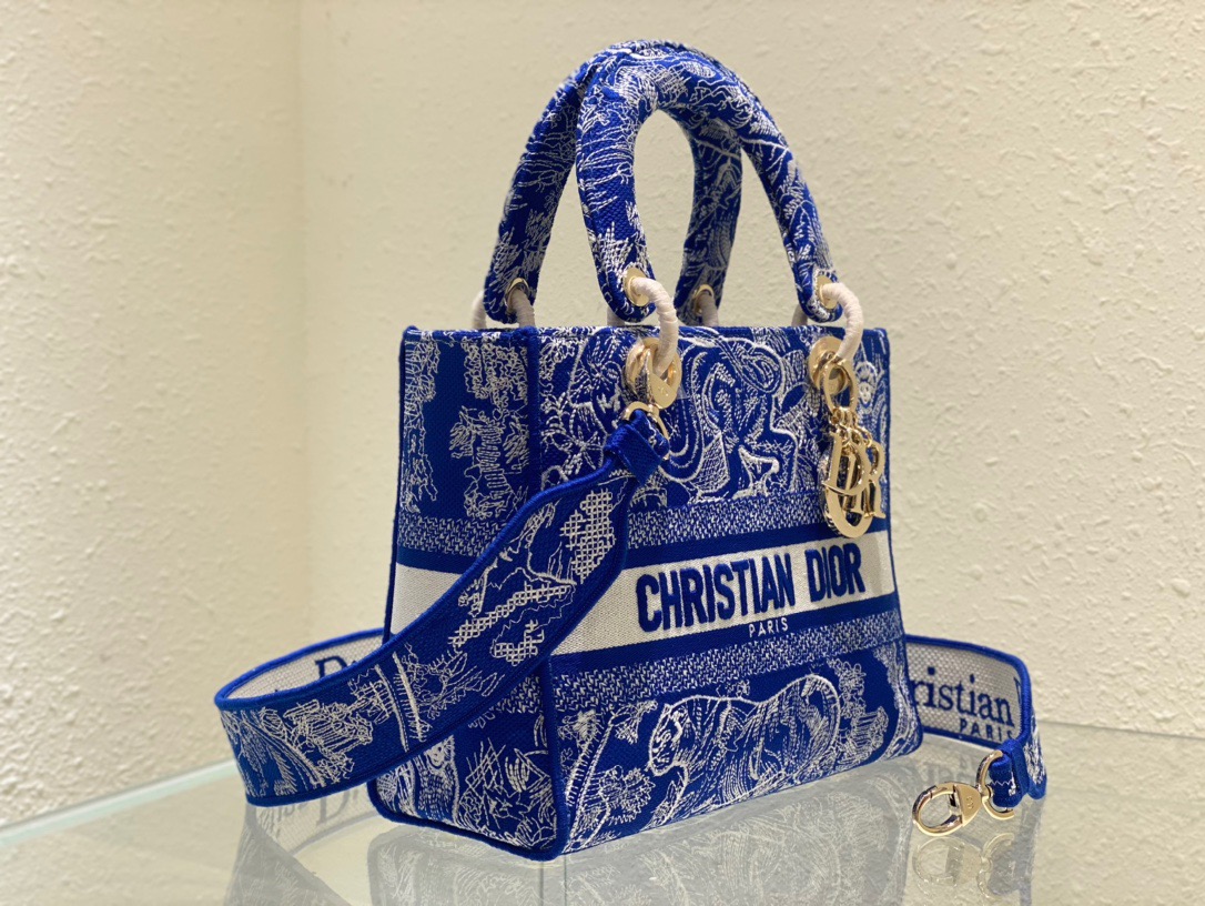 Christian Dior Medium Lady D-Lite Bag Blue, For Women, Women’s Handbags 24cm/9.5in CD M0565OROC_M8081:1High-quality replica