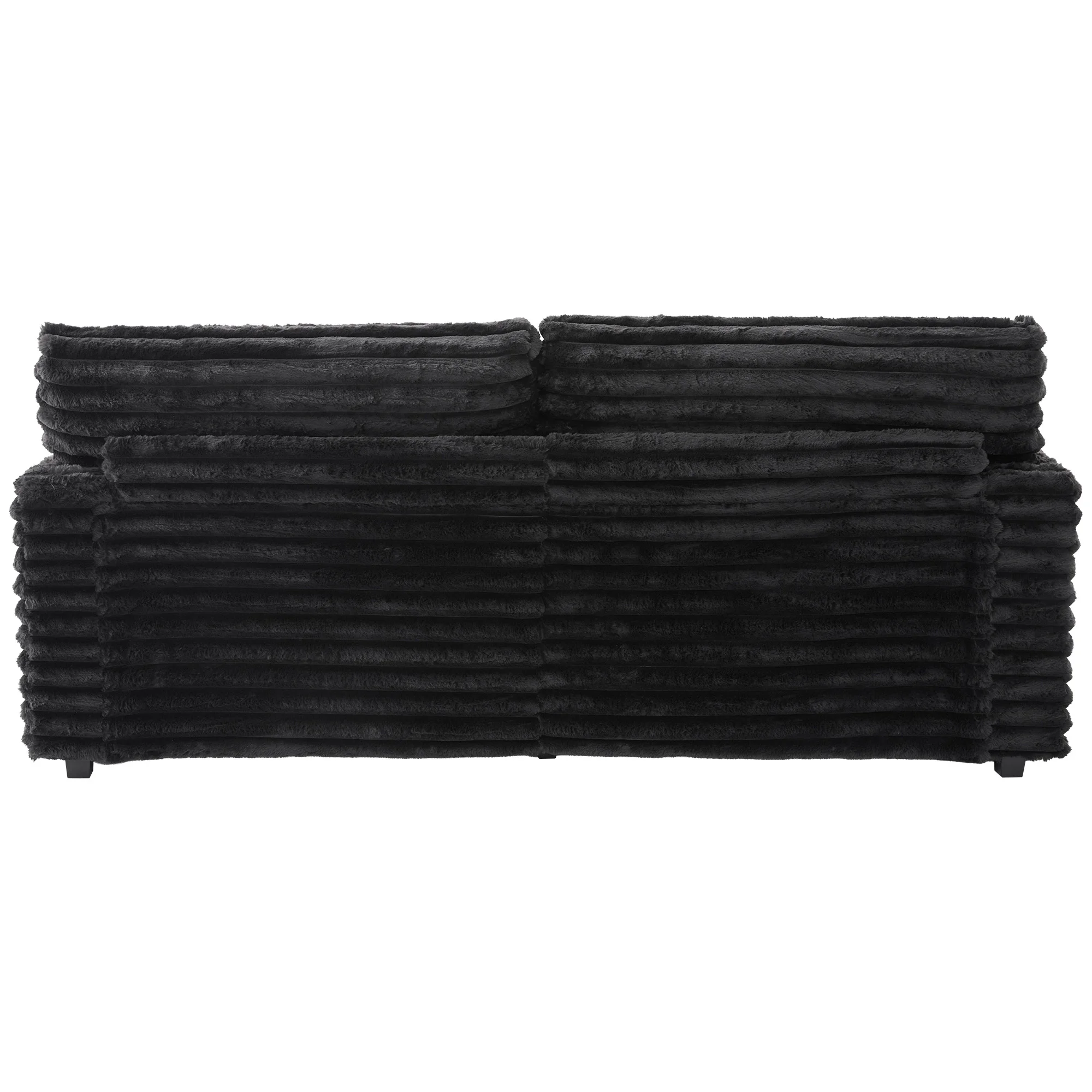 Oversized Double Chaise Lounge, Faux Fur Upholstered Deep Seat Sofa with 2 Pillows, 2 Cupholders, and Dual USB Ports - Image 25