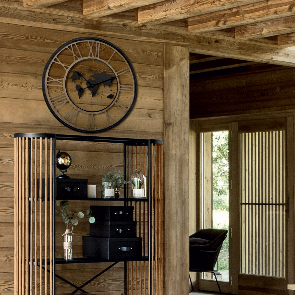 Clock"Alessio" Black, D.67 cm