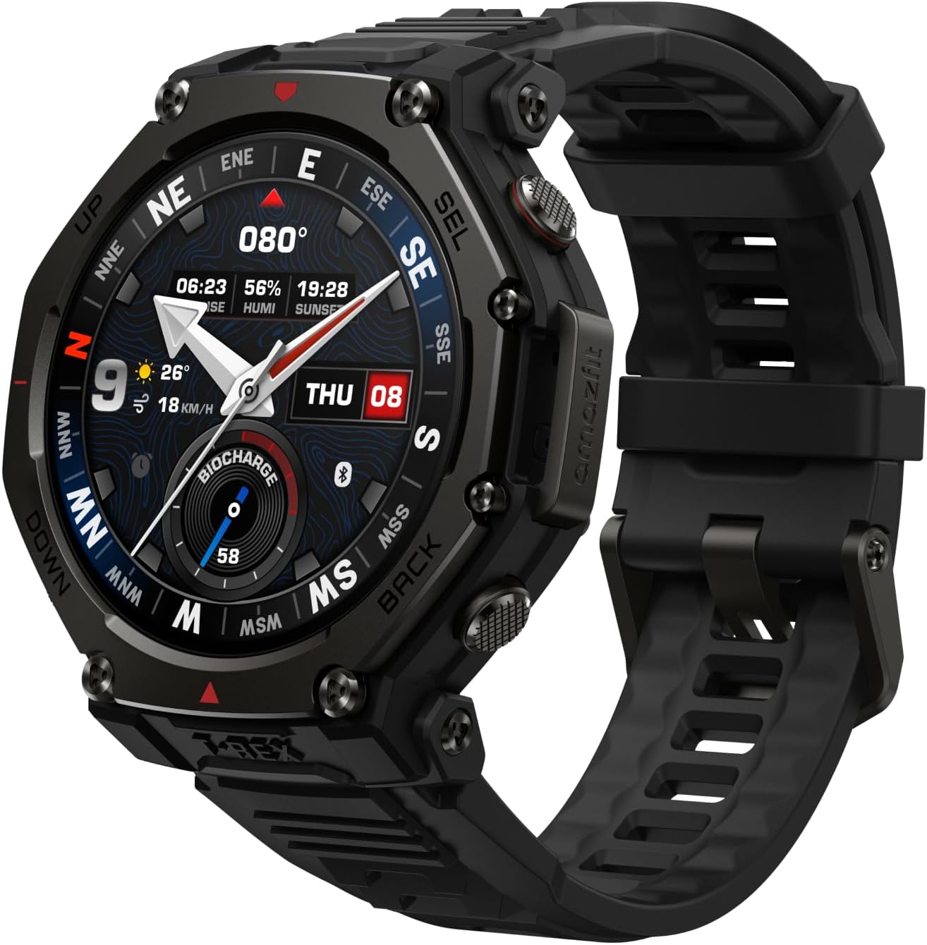 Amazfit T-Rex 3 Pro Outdoor Smart Watch 48mm Sapphire AMOLED Display  Ti Bezel  Dual Band GPS  Offline Maps  25 Days Battery  Built-in Flashlight  10 ATM  180+ Sports Mode for Android & iPhone  Black