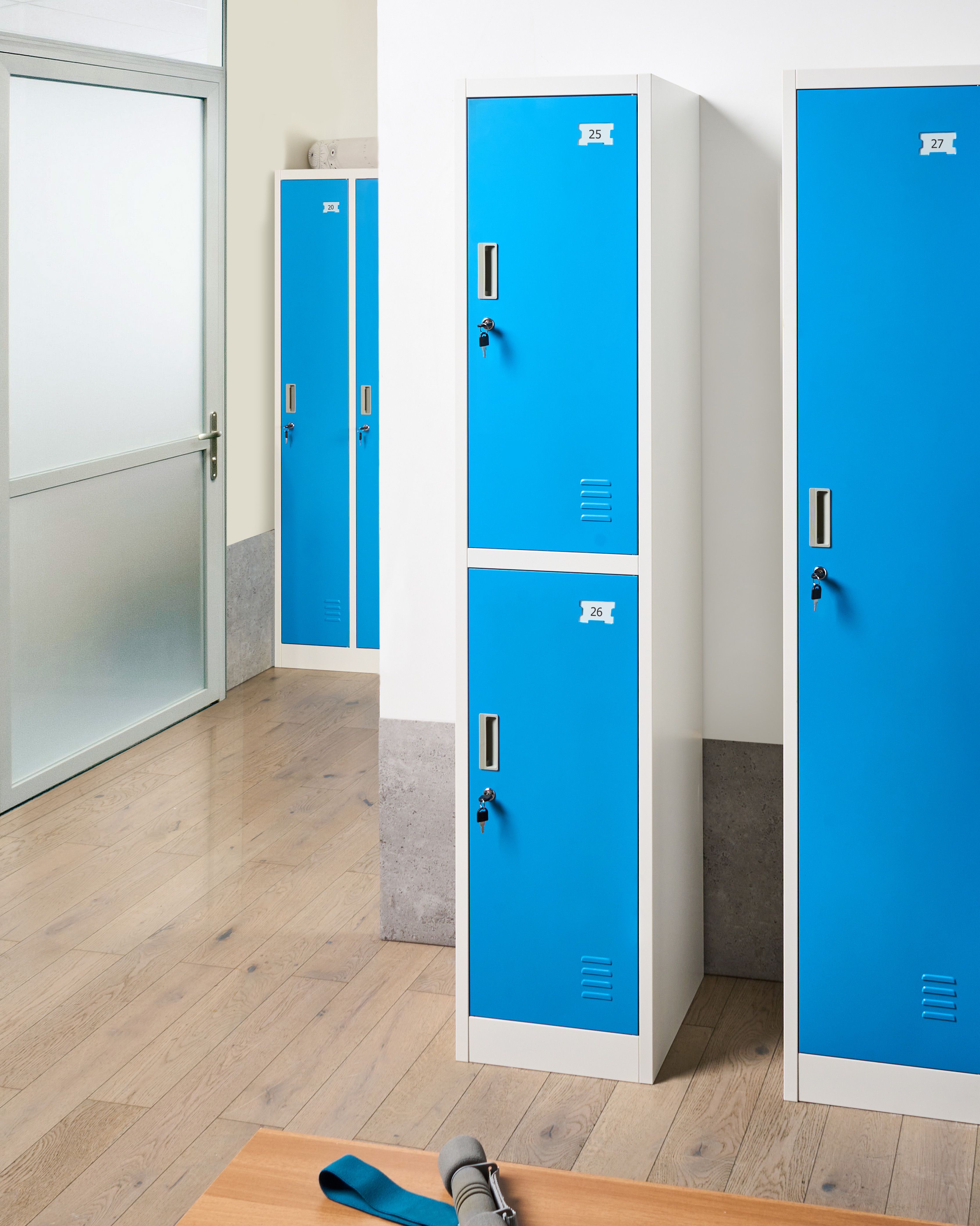 2-Tier Storage Locker ATHLETE Metal White/ Blue