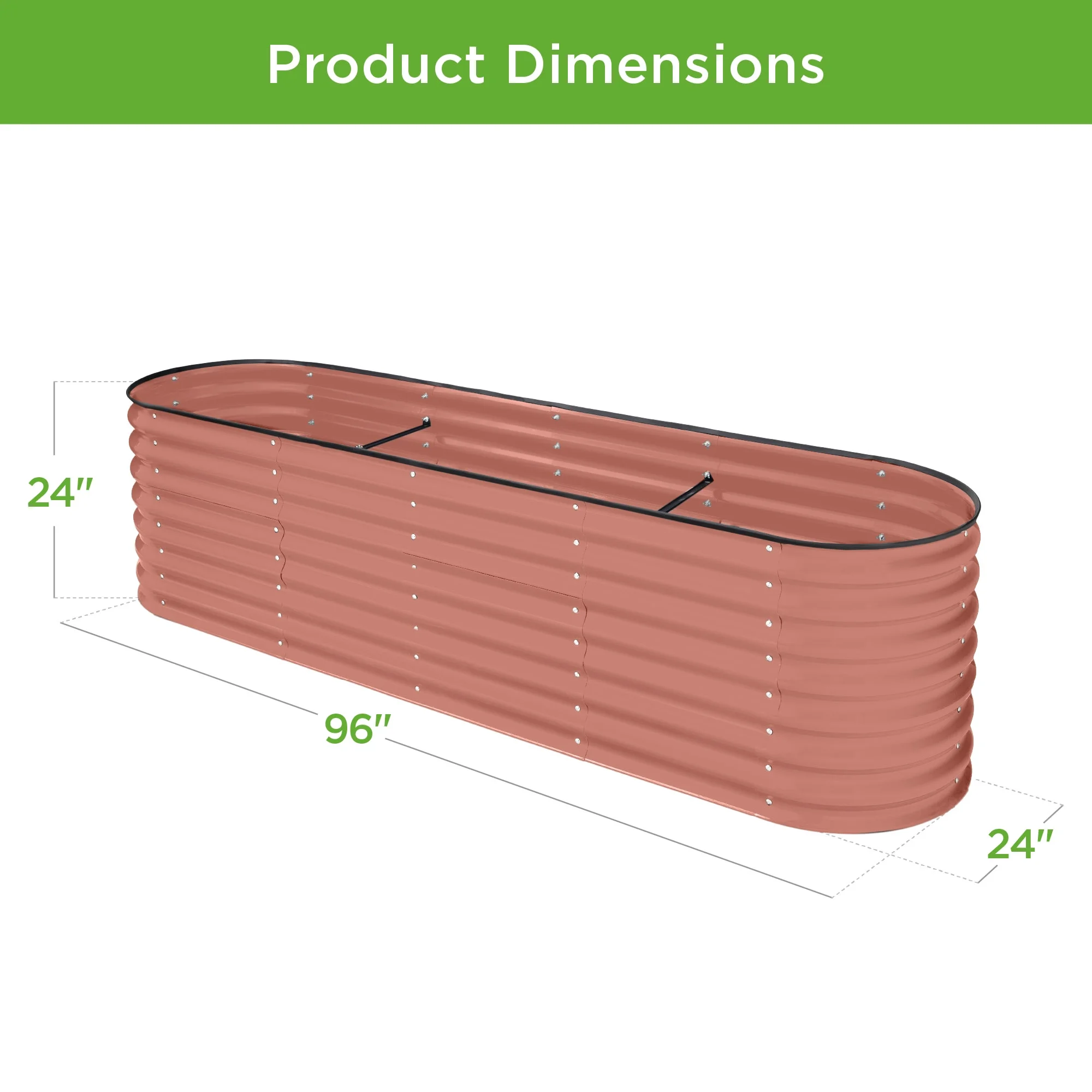Best Choice Products 8x2x2ft Metal Raised Garden Bed, Oval Outdoor Planter Box w/ 4 Support Bars - Charcoal - Image 33