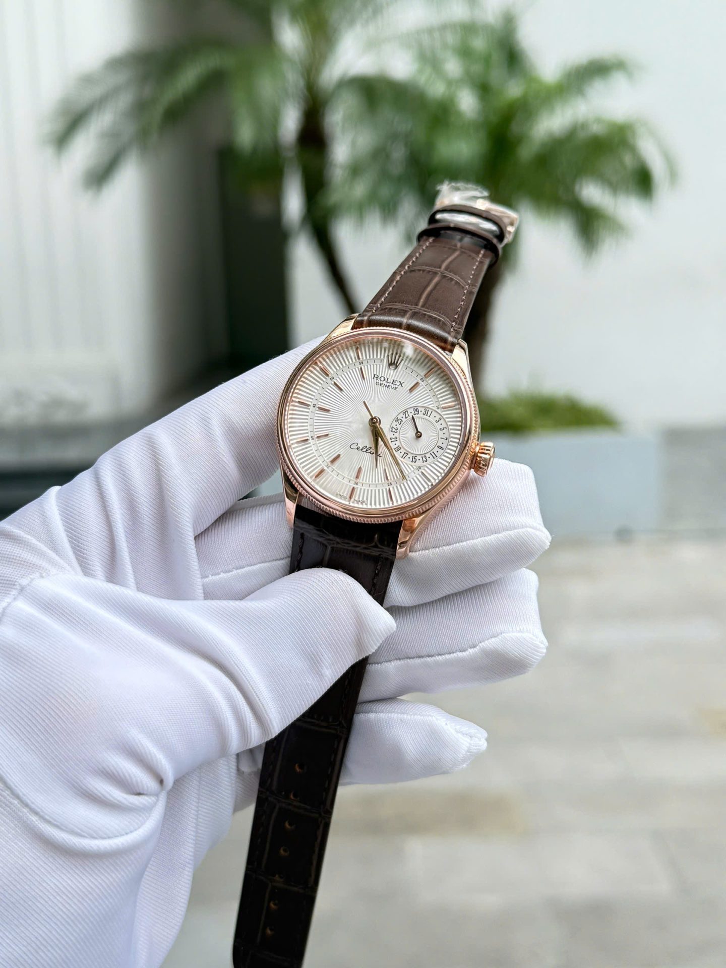 Rolex Cellini 50515 White Dial Replica Watches 18K Gold Wapped Custom 39mm - Elite Watch Atelier
