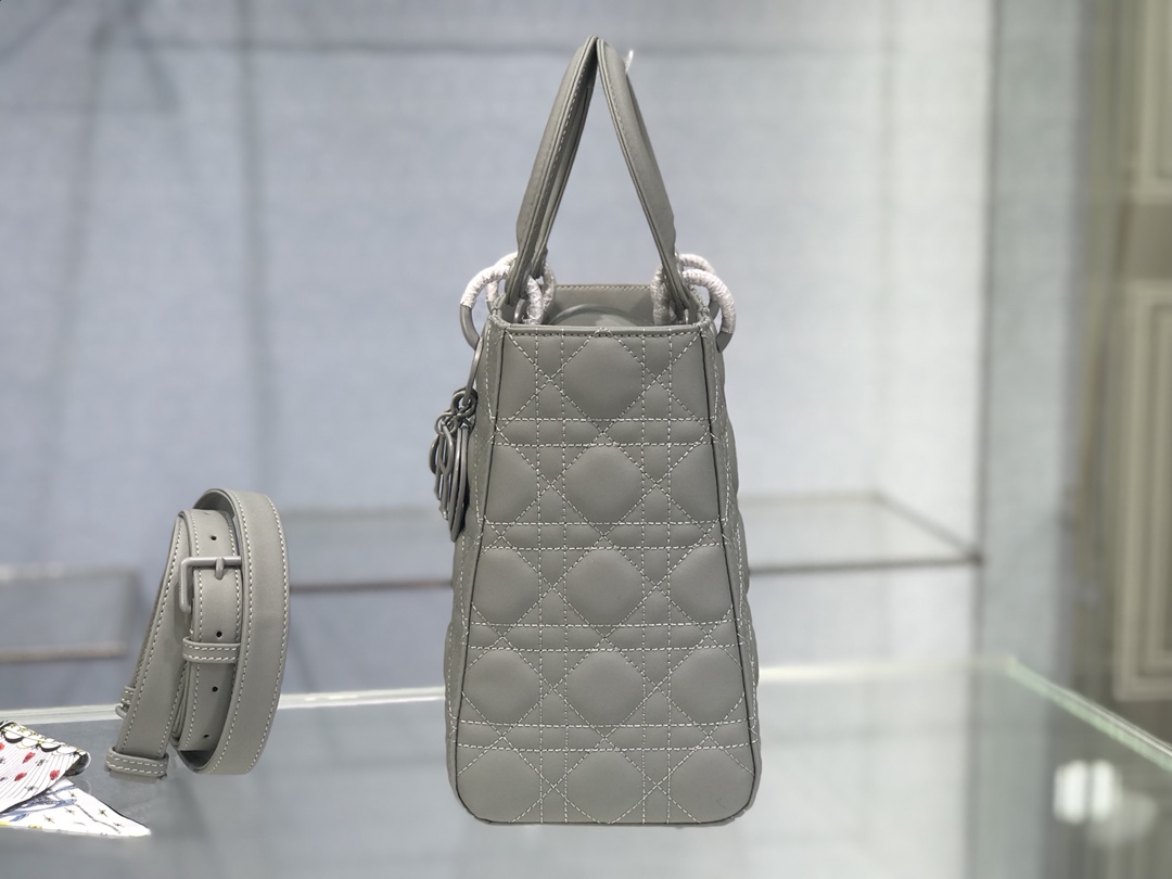 Christian Dior Medium Lady Dior Bag Grey For Women 9.5in/24cm1:1High-quality replica