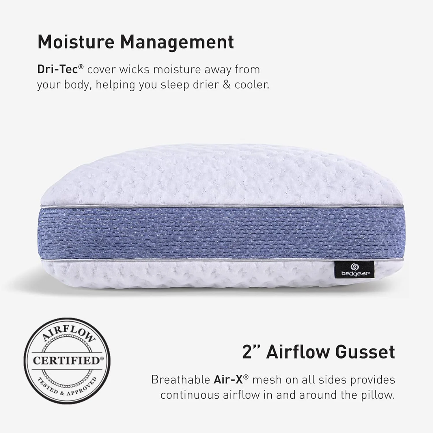 Bedgear Balance Performance Pillow �?2.0 - Moisture Wicking Bed Pillow for All Sleep Positions - Medium Firmness Bed Pillow - Washable Removable Cover