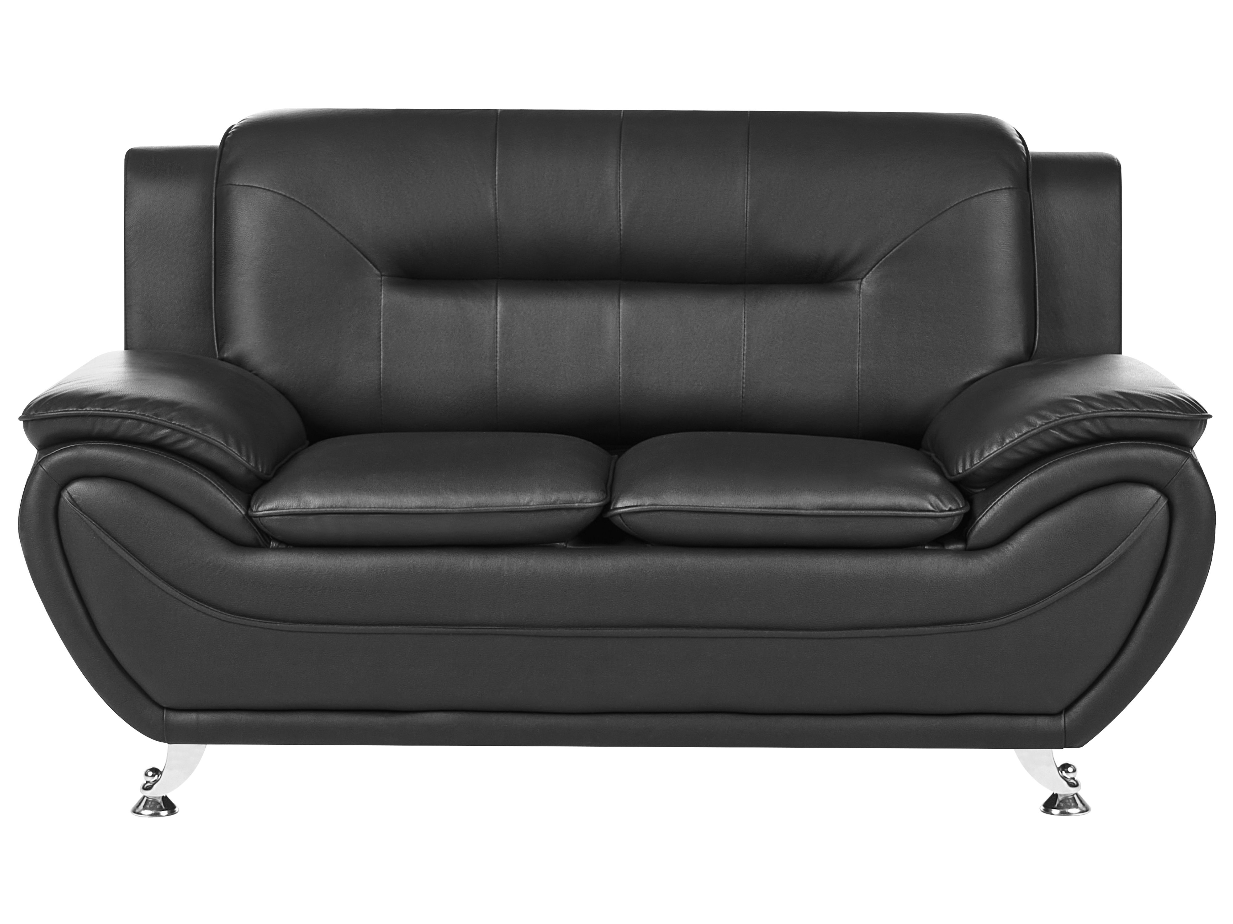 Sofa 2 Seater LEIRA Faux Leather Black