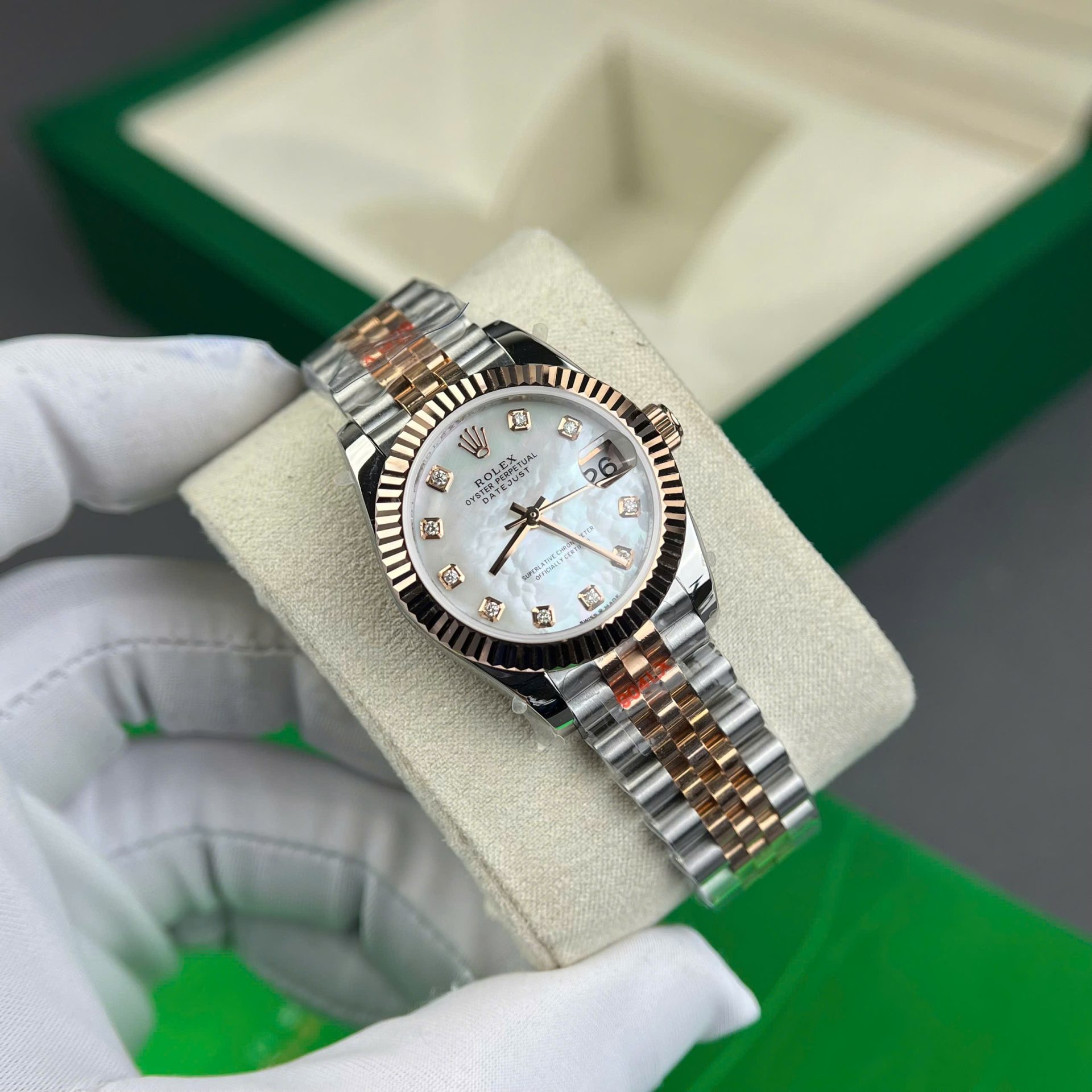 Rolex DateJust Replica Watch Gold Wrapped + MOP Dial Natural Diamond Markers GM Factory 31mm - Top club