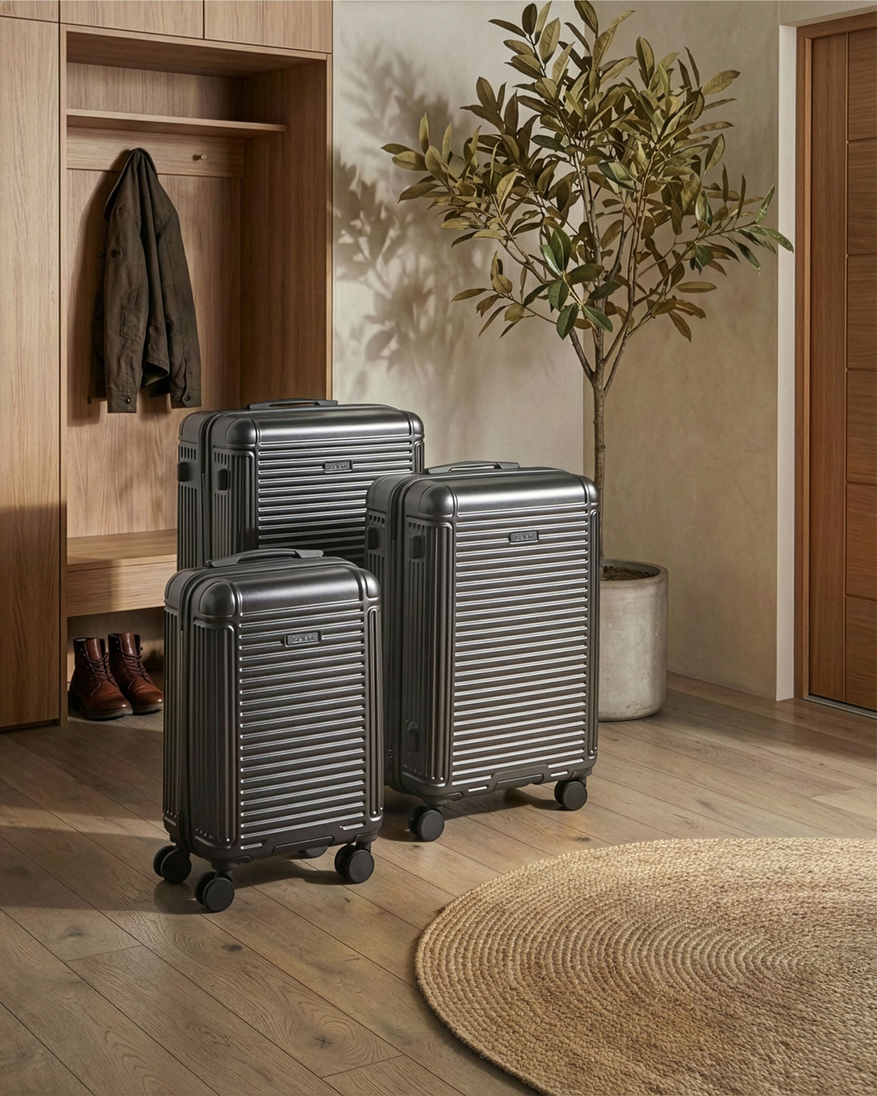 Set of 3 Hard Shell Suitcases MYNTIS Dark Grey