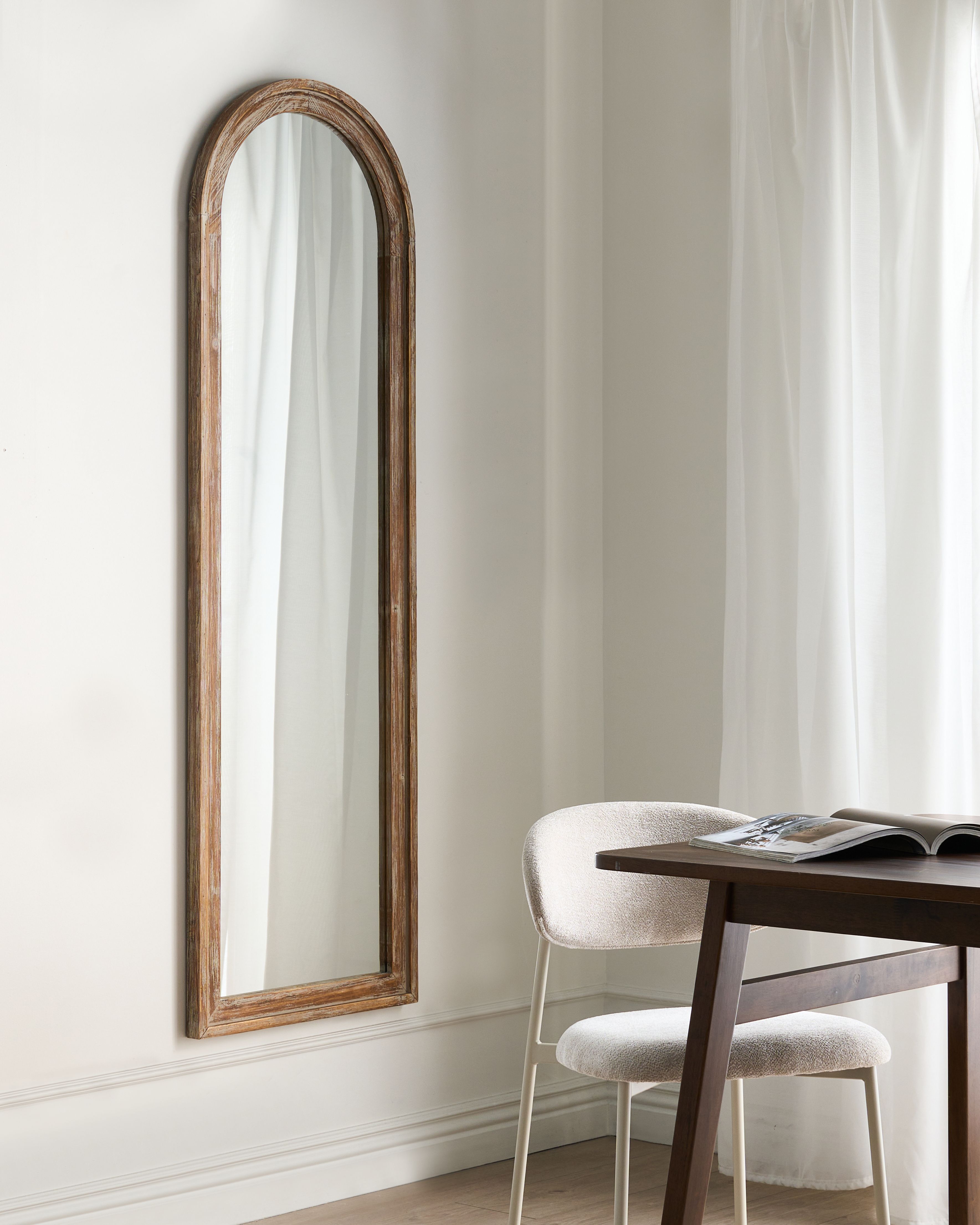 Wall Mirror COIGNY 55 cm 170 cm Fir Wood Light Brown