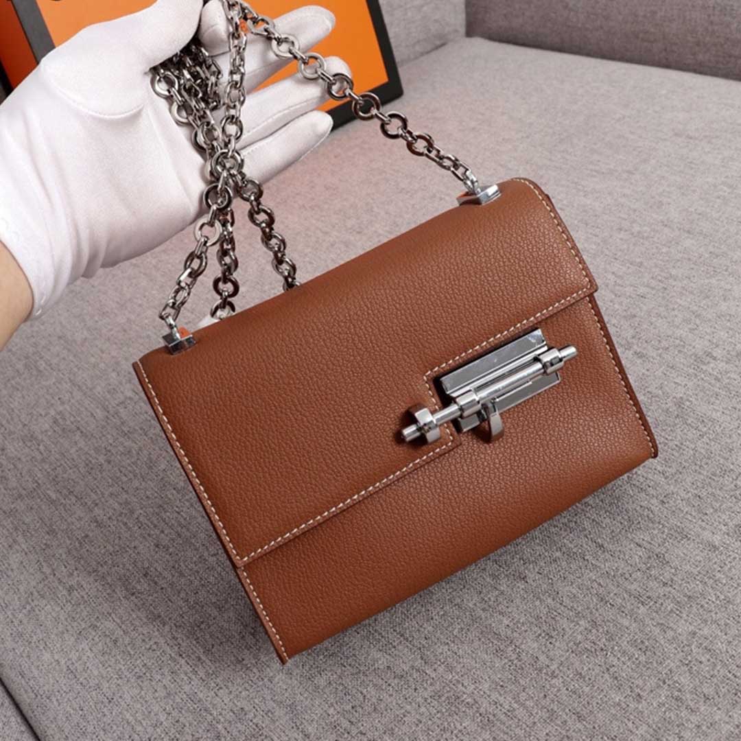 Replica Hermes Verrou Chaine Mini Bag Beige/Black/Brown1:1High-quality replica