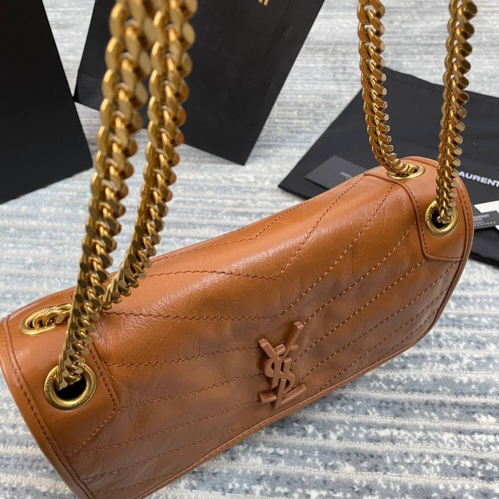 YSL Bag Wallet On Chain Margo In Shiny Calfskin1:1High-quality replica