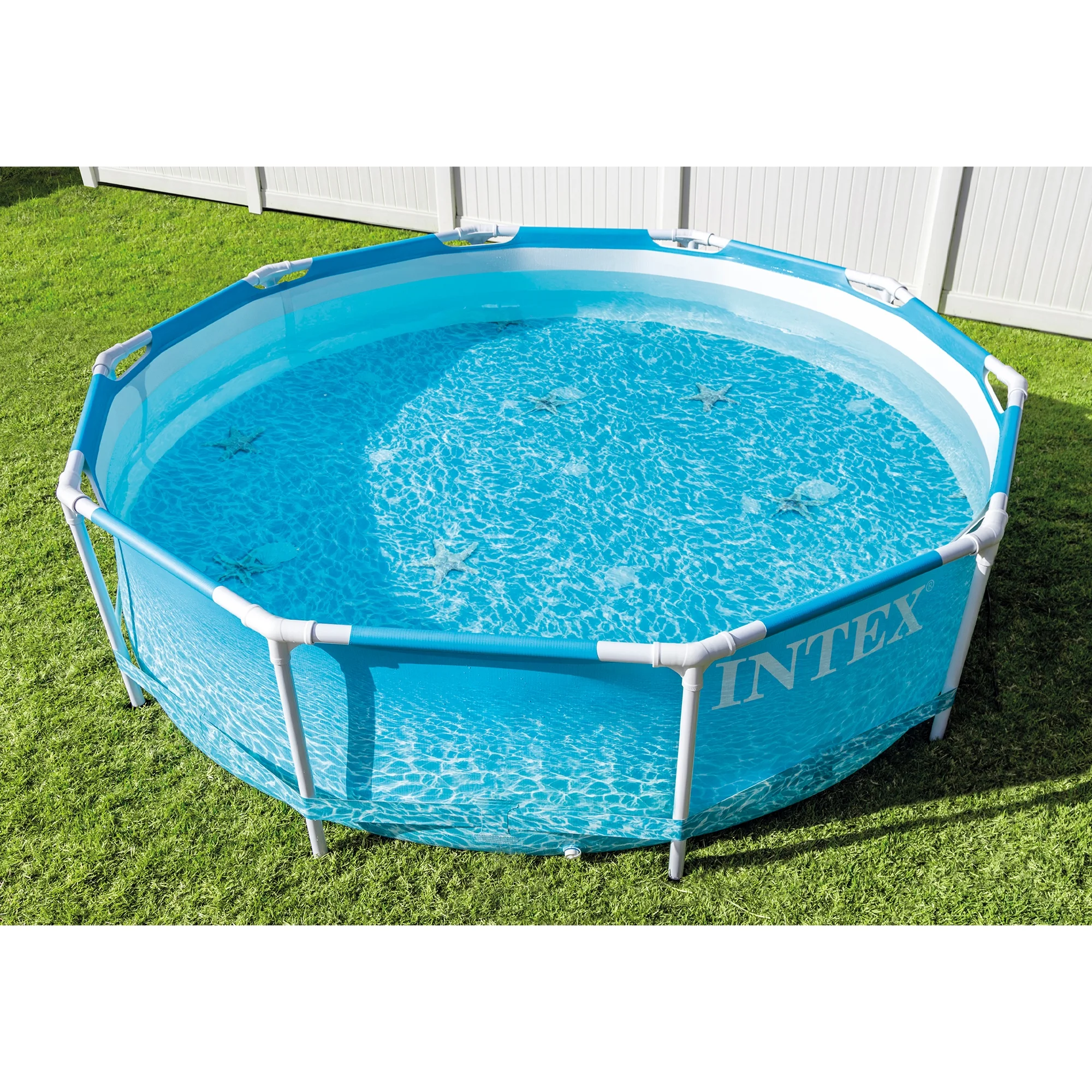INTEX Round Metal Frame 10ft x 30in Above Ground Swimming Pool Set, Blue - Image 11