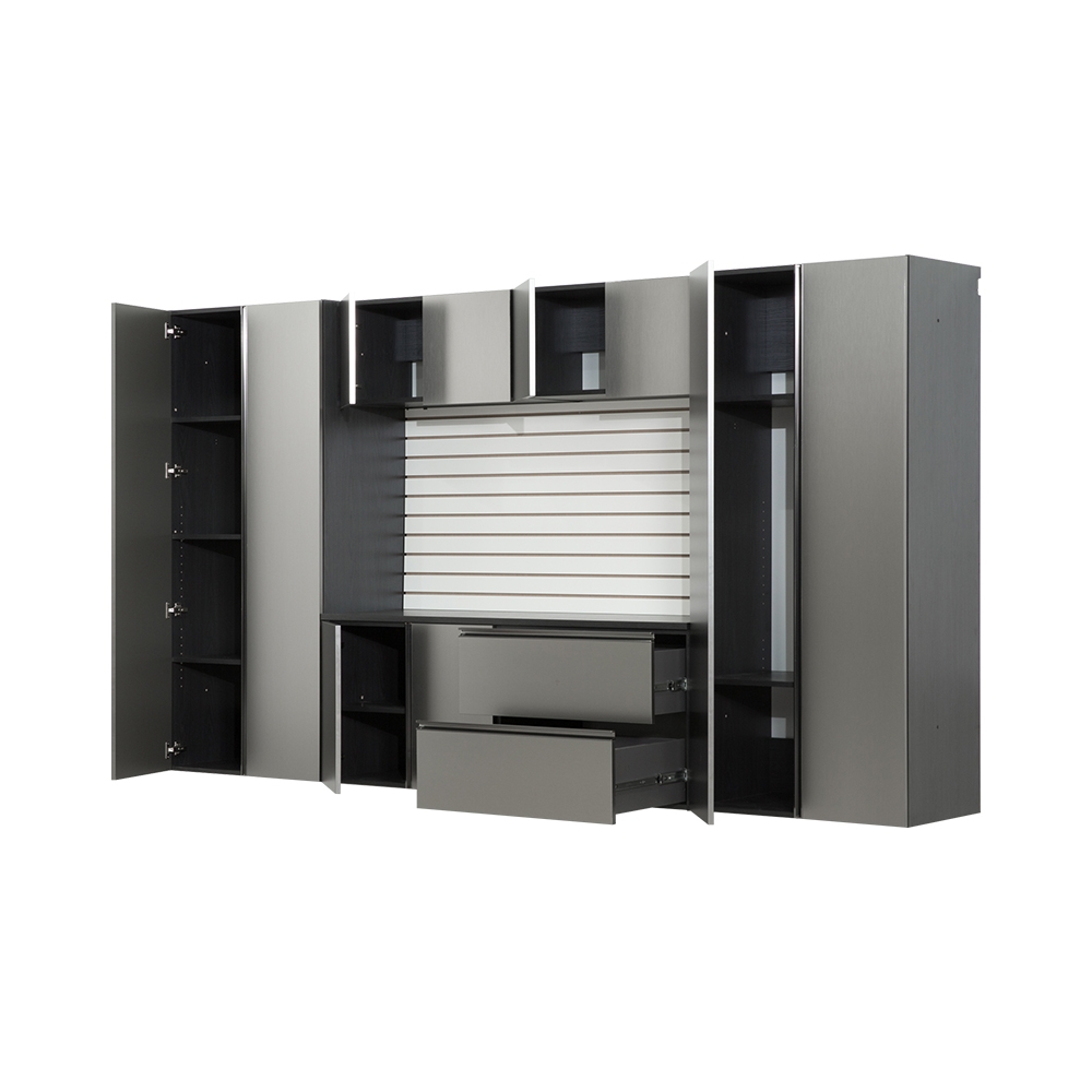 7-Piece Storage Cabinet Set, Modern Style Kitchen Furniture Set with Stand Cupboard and Console Table, Wall-Mounted or Free-standing Cabinet Set for Living Room, Kitchen, Dark Gray - Image 4