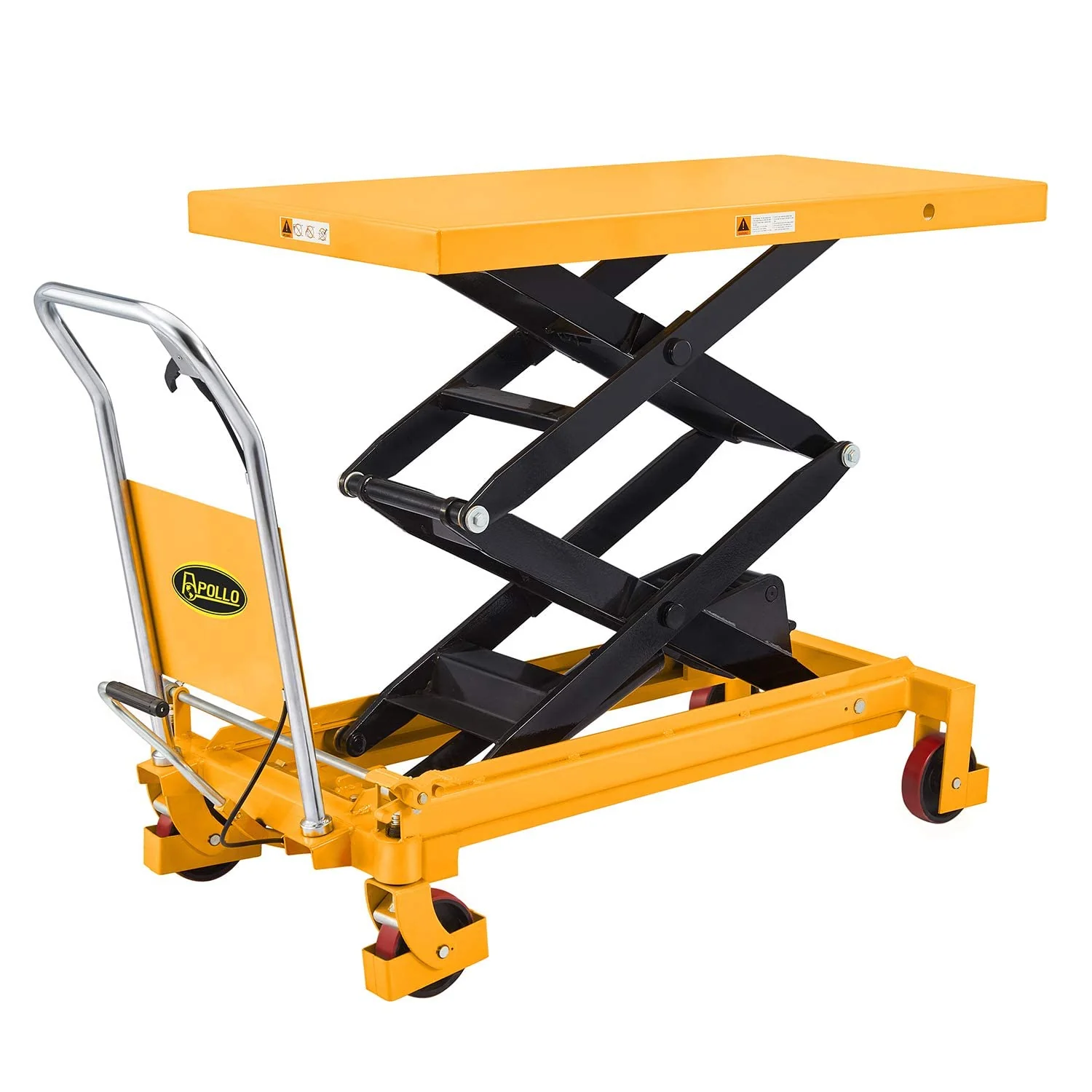 Hydraulic Lift Table Cart 770 lbs Capacity, 51" Max Height, Double Scissor Lift with Safety Guard & 4 Wheels