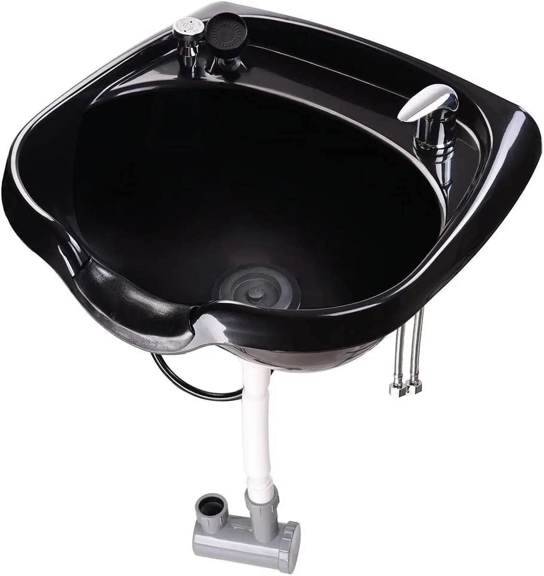 AW Wall-Mounted Shampoo Bowl Kit With Sprayer, Neck Rest And CUPC Vacuum Breaker
