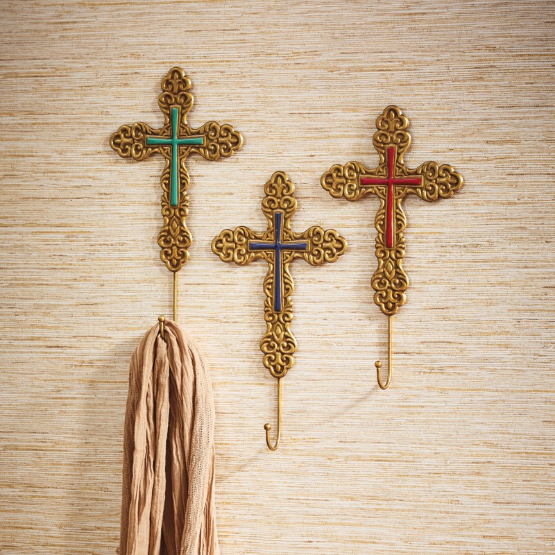 Set of 3 Cross Wall Hooks - MIDNIGHT VELVET CATALOG