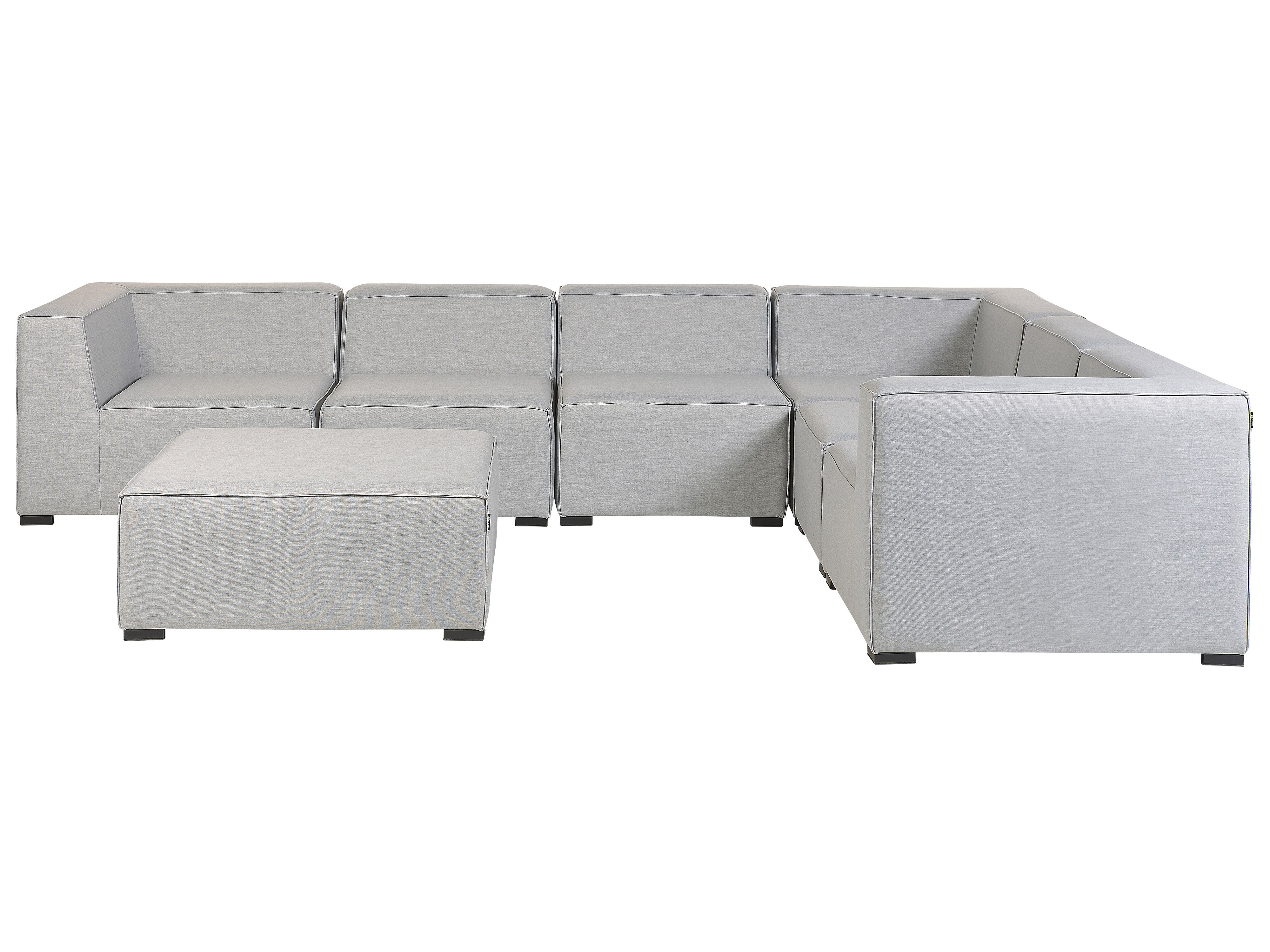 Garden Corner Sofa with Ottoman 7 Seater AREZZO Left Hand Modular Light Grey
