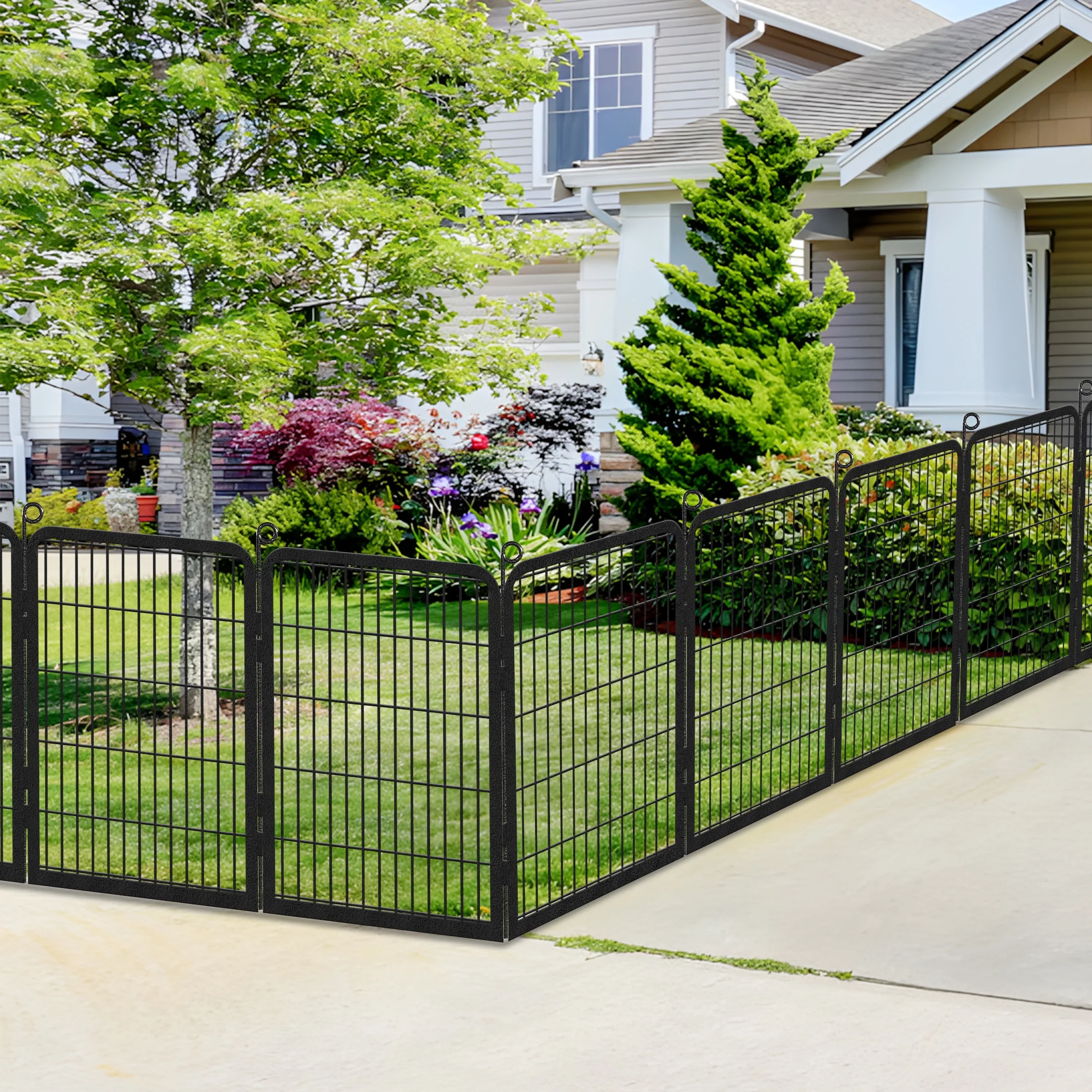 Garden Fence with Gate Fencing No Dig Fence Panels 30ft(L)��32in(H) for Yard Animal Barrier Decorative Garden Fencing for Backyard Patio Garden Fences and Borders for Dogs - Image 2