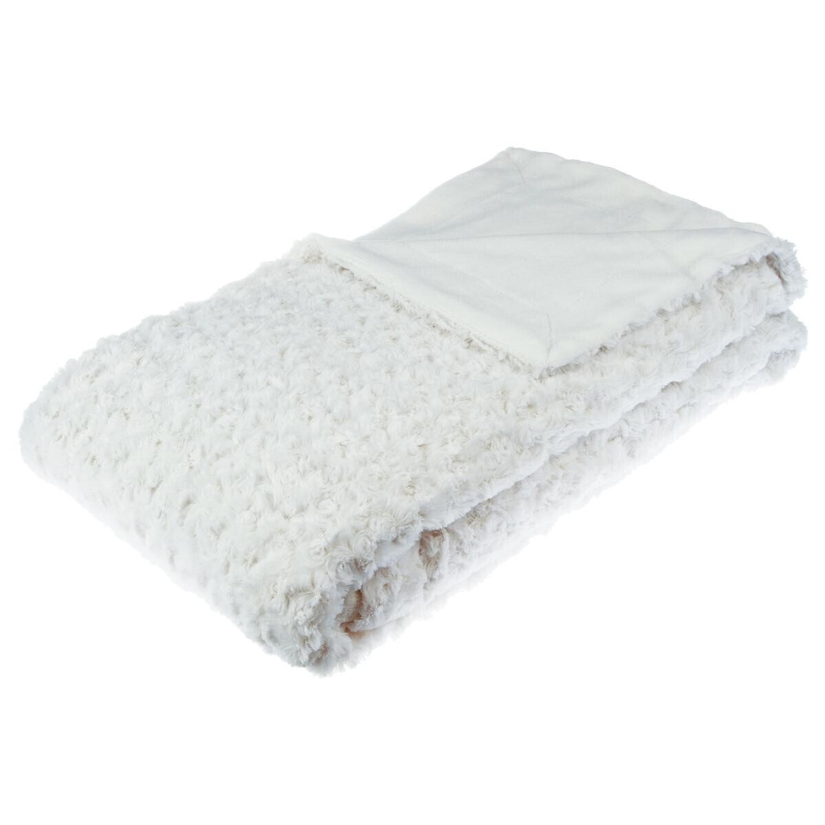 Faux fur plaid "Bouclette" White, 180x230 cm