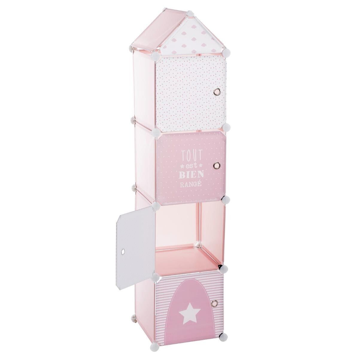 Kids storage lockers "Column" Pink, 34x139 cm