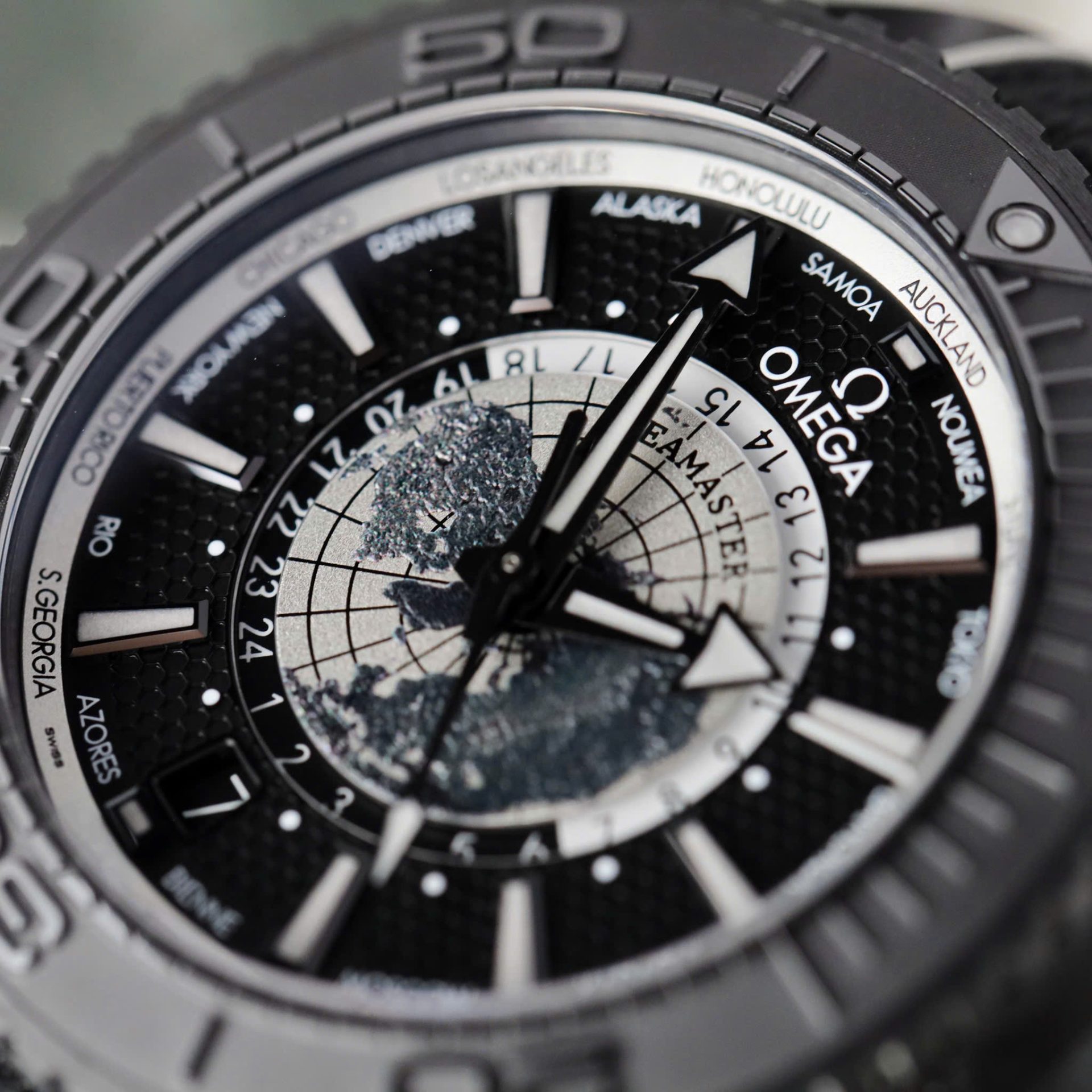 Omega Seamaster Planet Ocean Worldtimer Imitation Watches Black Ceramic Rubber Strap VS Factory 45.5mm - Top club