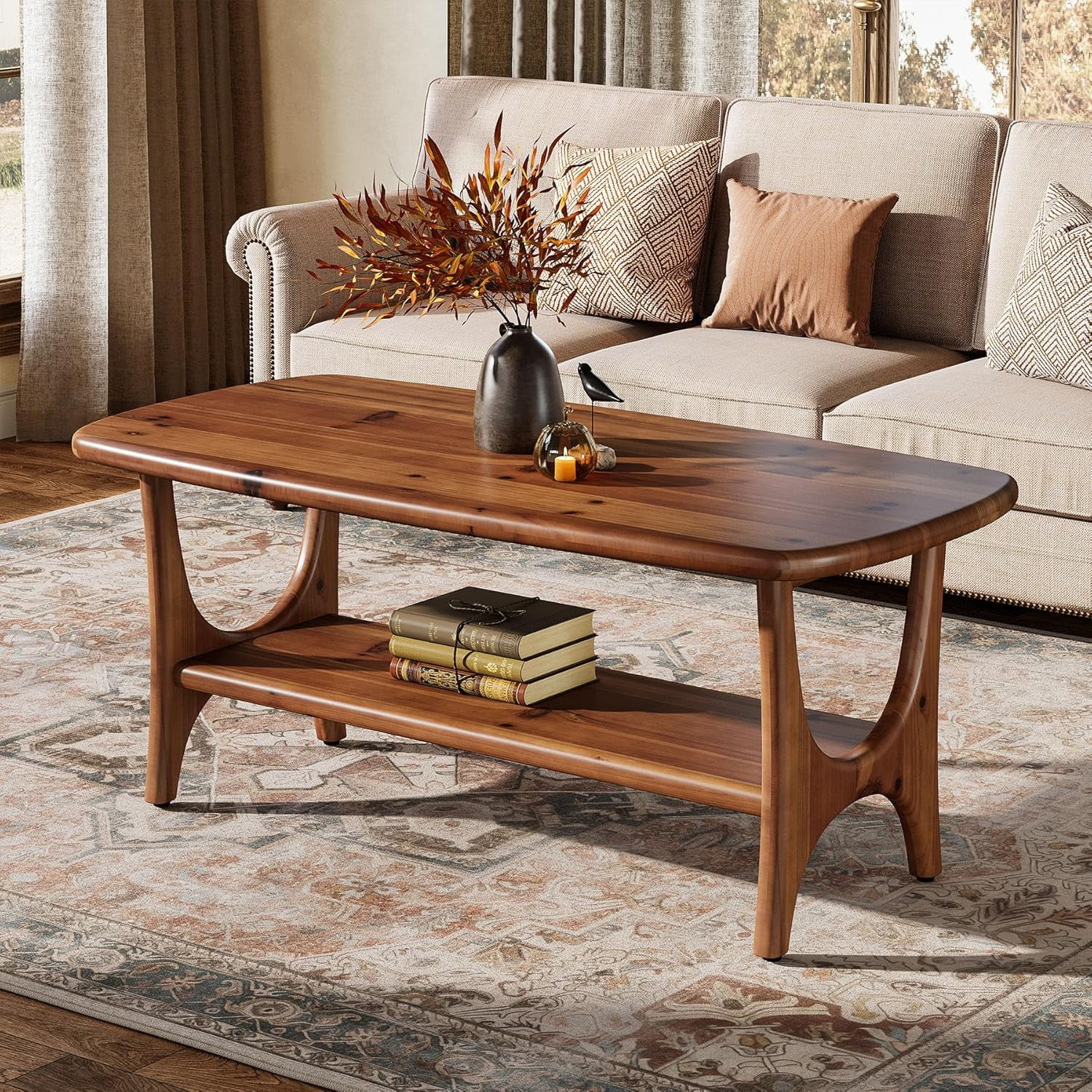 Fimind Solid Wood Coffee Table, 47.24