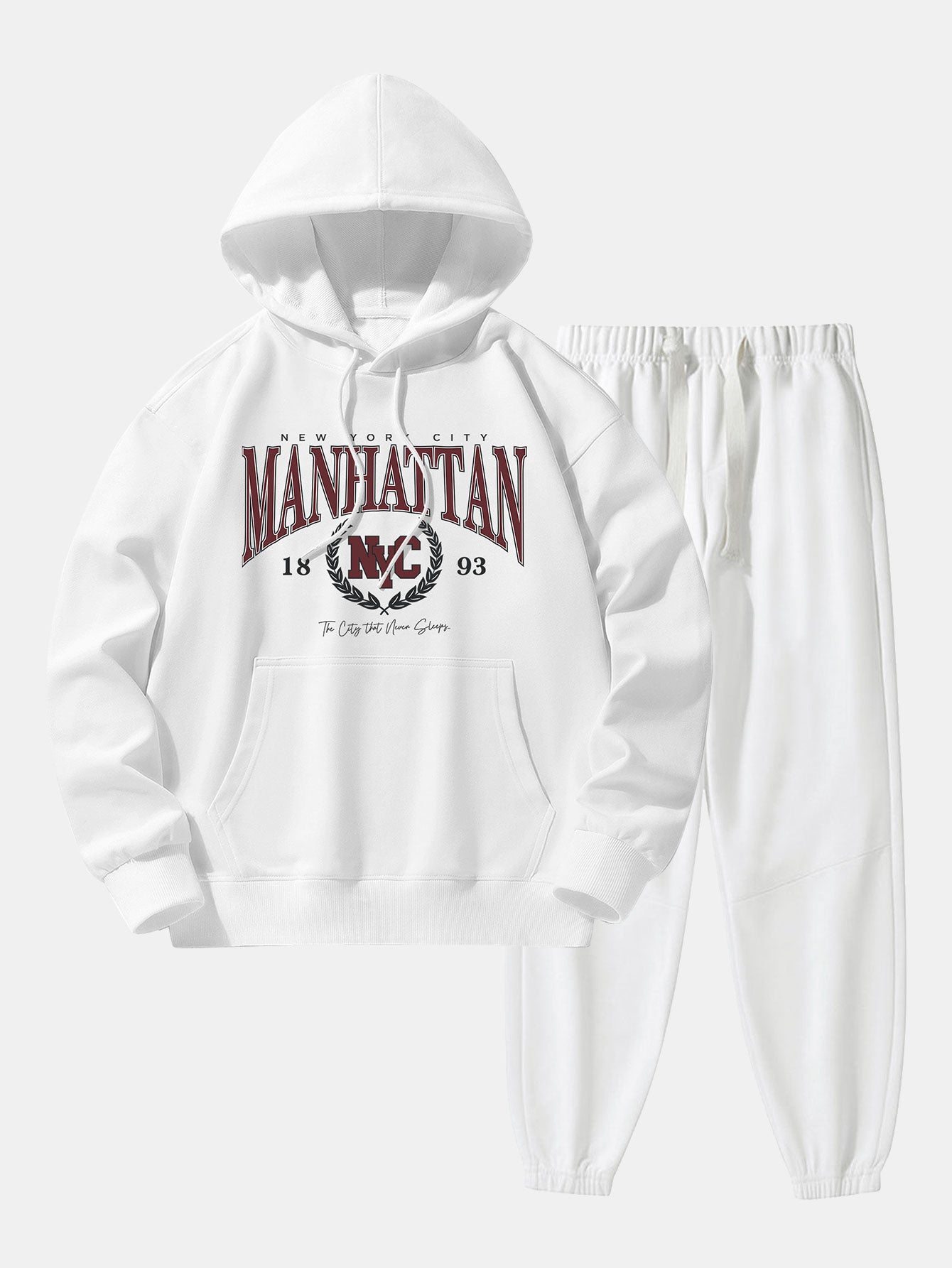 Manhattan Varsity Print Cotton Blend Hoodie & Jogger Pants
