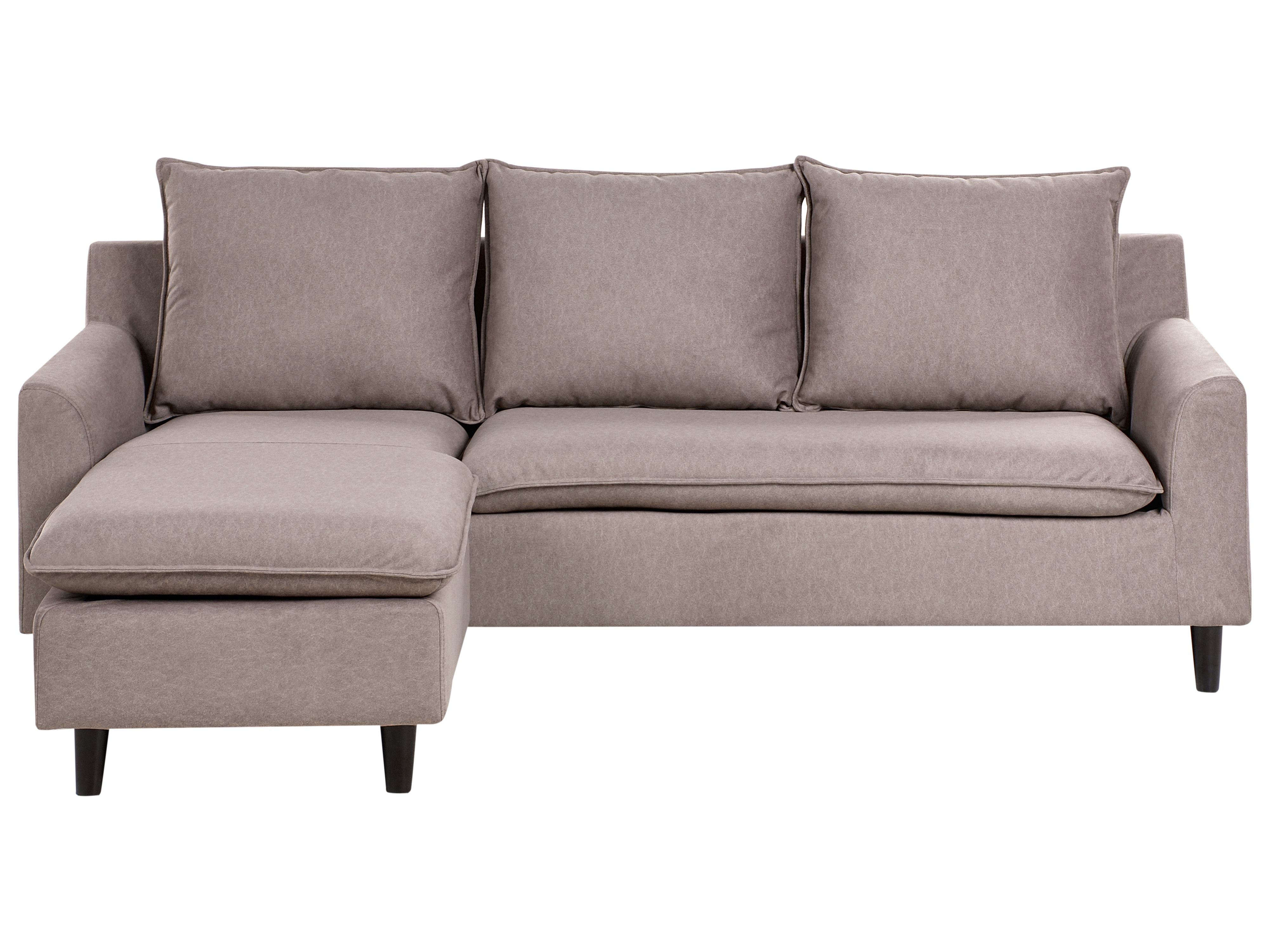 Corner Sofa 3 Seater ELVENES Fabric Taupe Right Hand