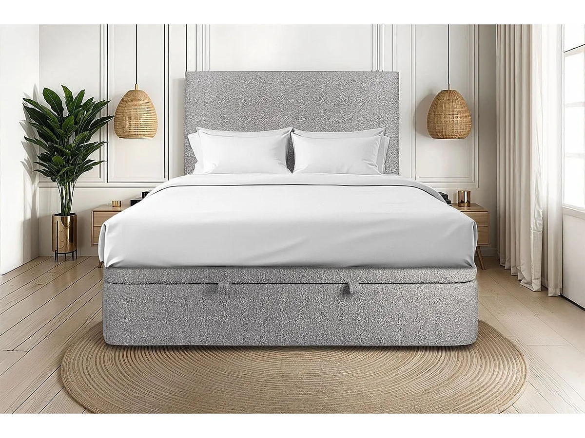 Sommier Coffre Bouclette Gris 180x200 H39cm