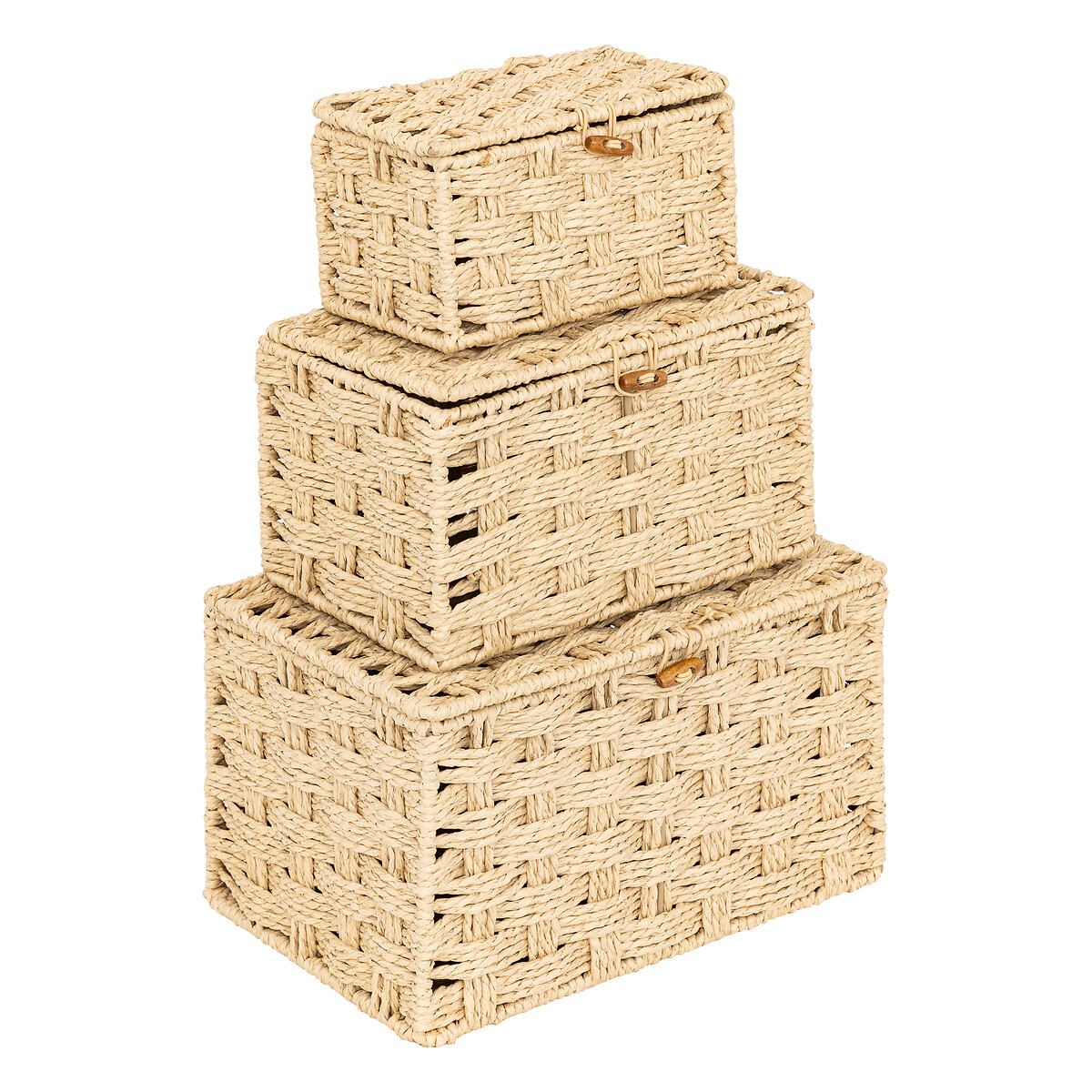 Set of 3 boxes "Elio" Natural, L.18/22/25 cm