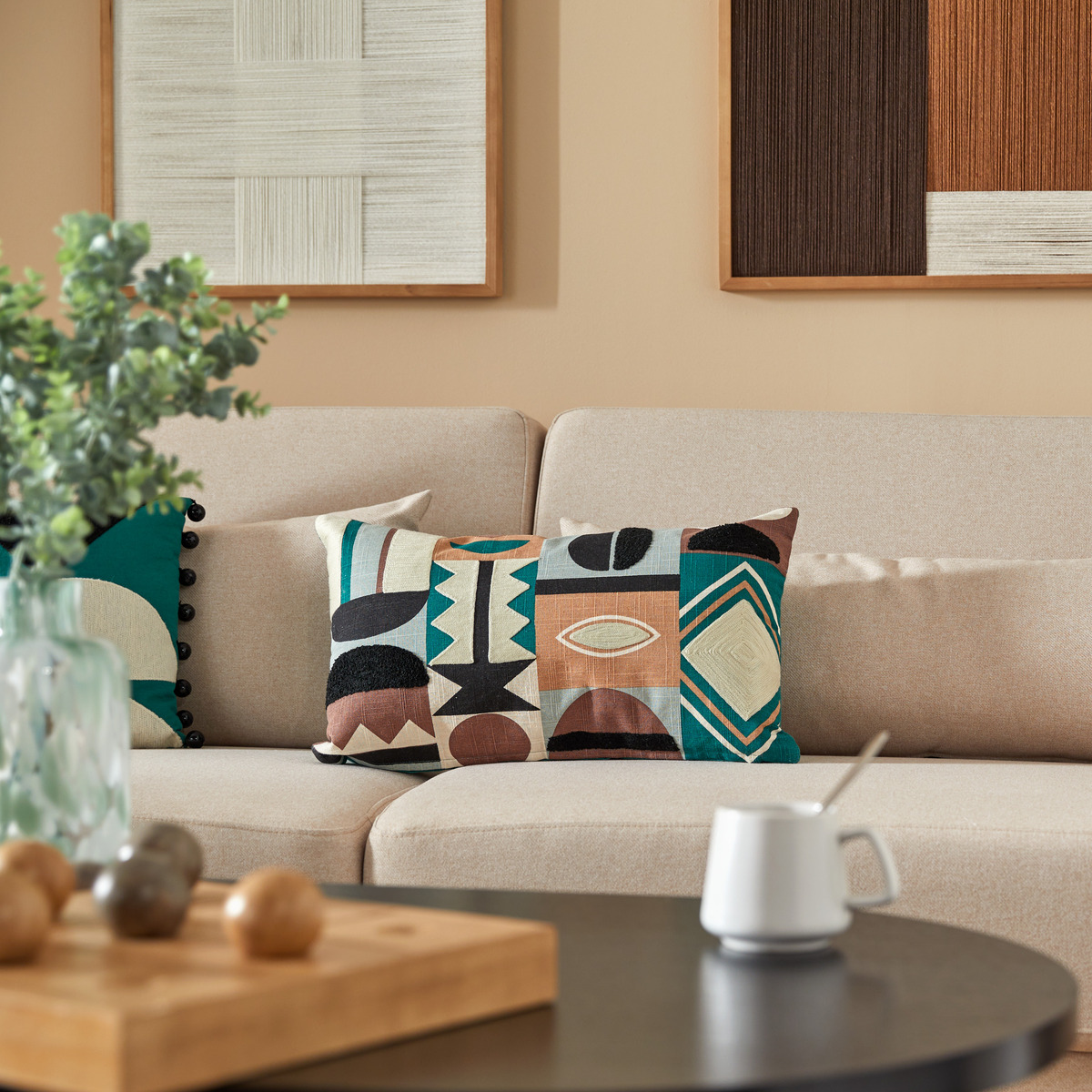 Embroidered cushion "Malakite" Green, 30x50 cm