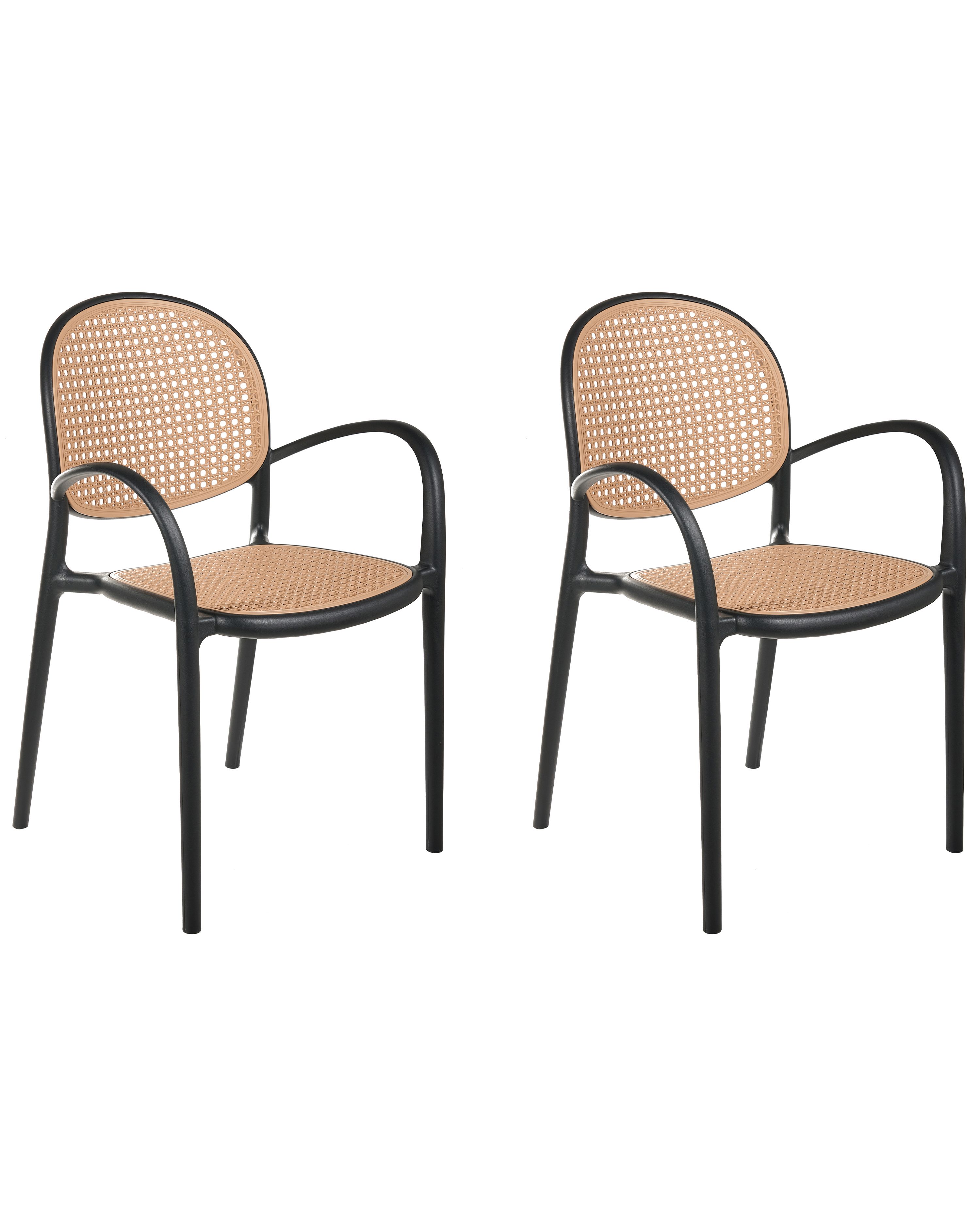 Set of 2 Garden Chairs POVOLETTO Synthetic Material Black