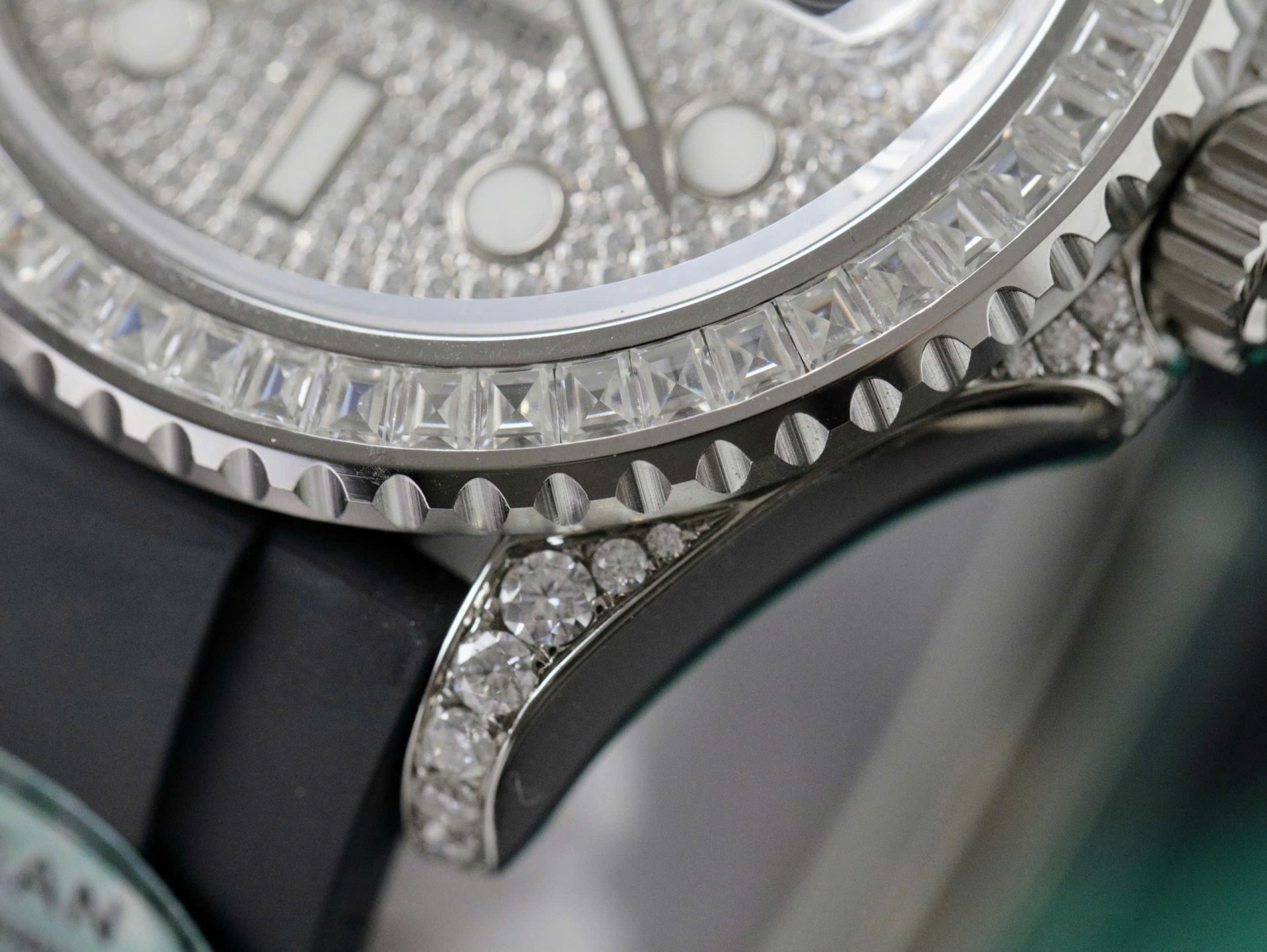Rolex Yacht-Master Replica Watch Full Diamond Moissanite Rubber Strap 42mm - Top club