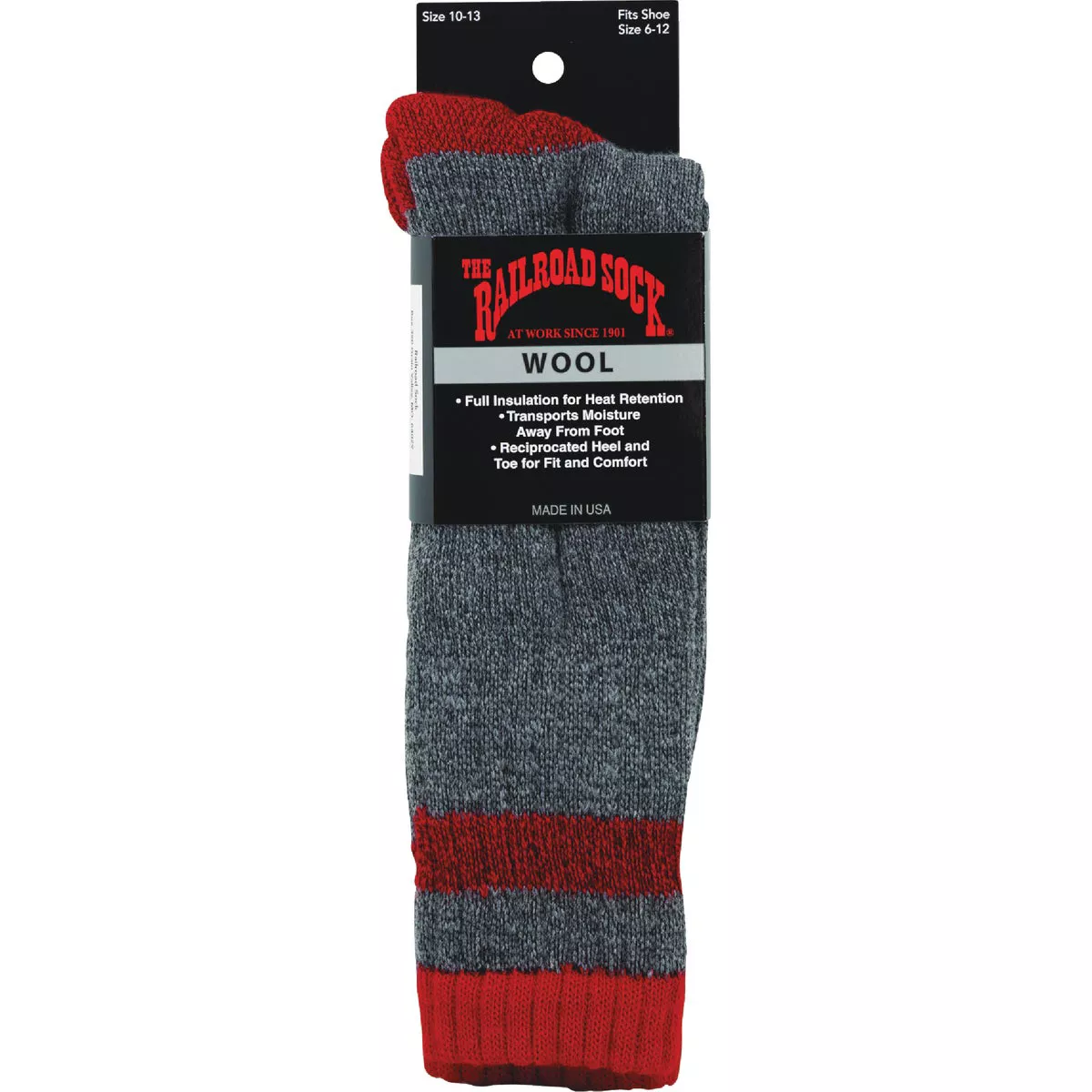 Railroad Sock Men's Red Stripe Wool Sock