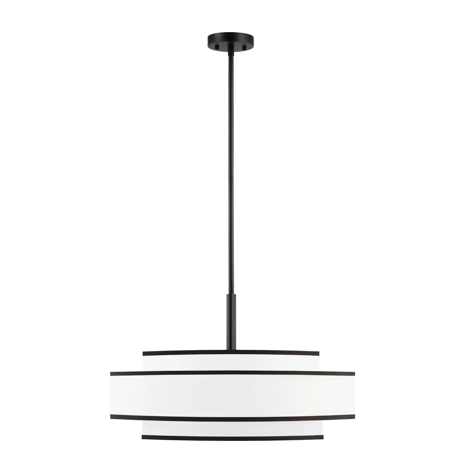 GetLedel 5-Light Double Shaded Dimmable Drum Chandelier Black