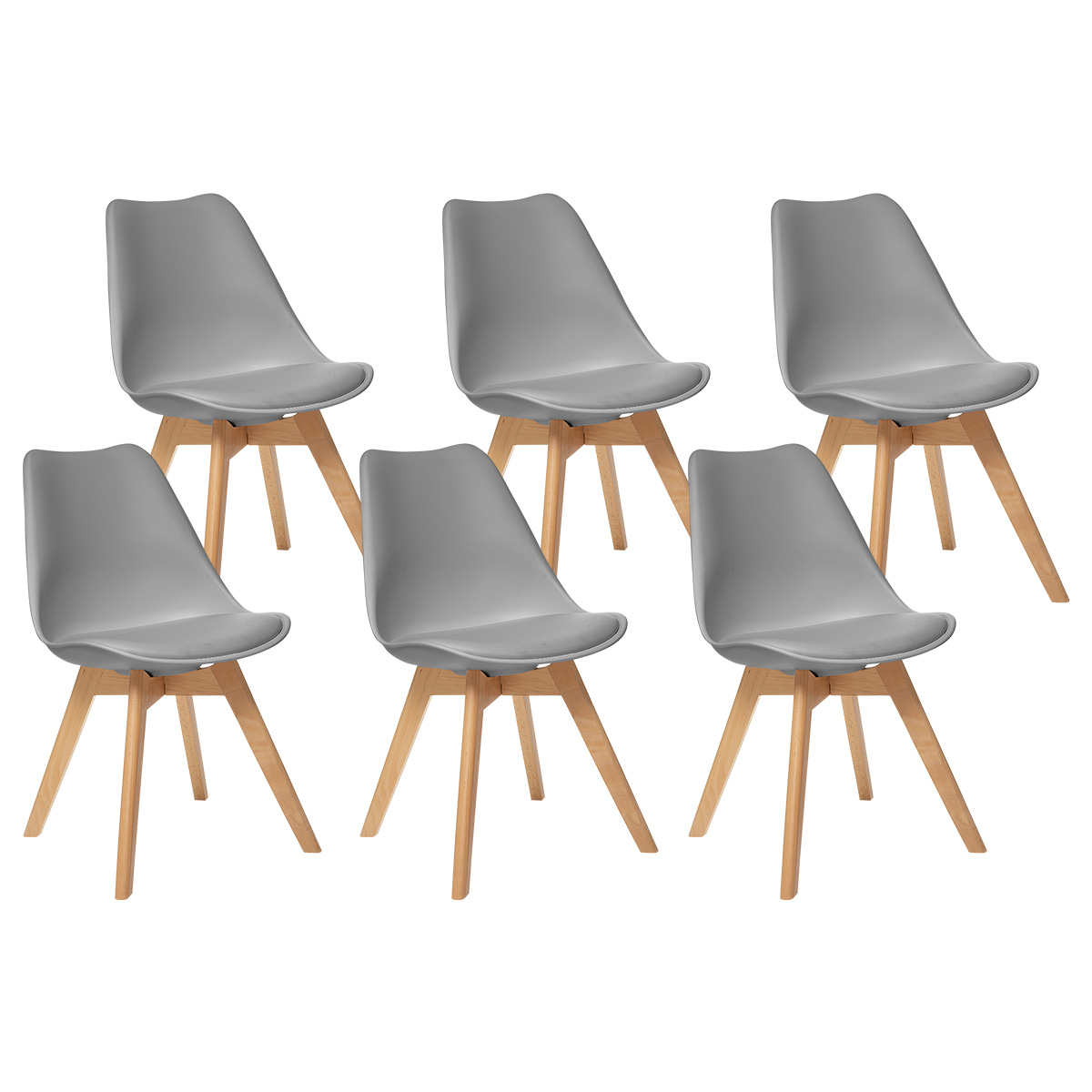 Set of 6 chairs "Baya" Beech, grey
