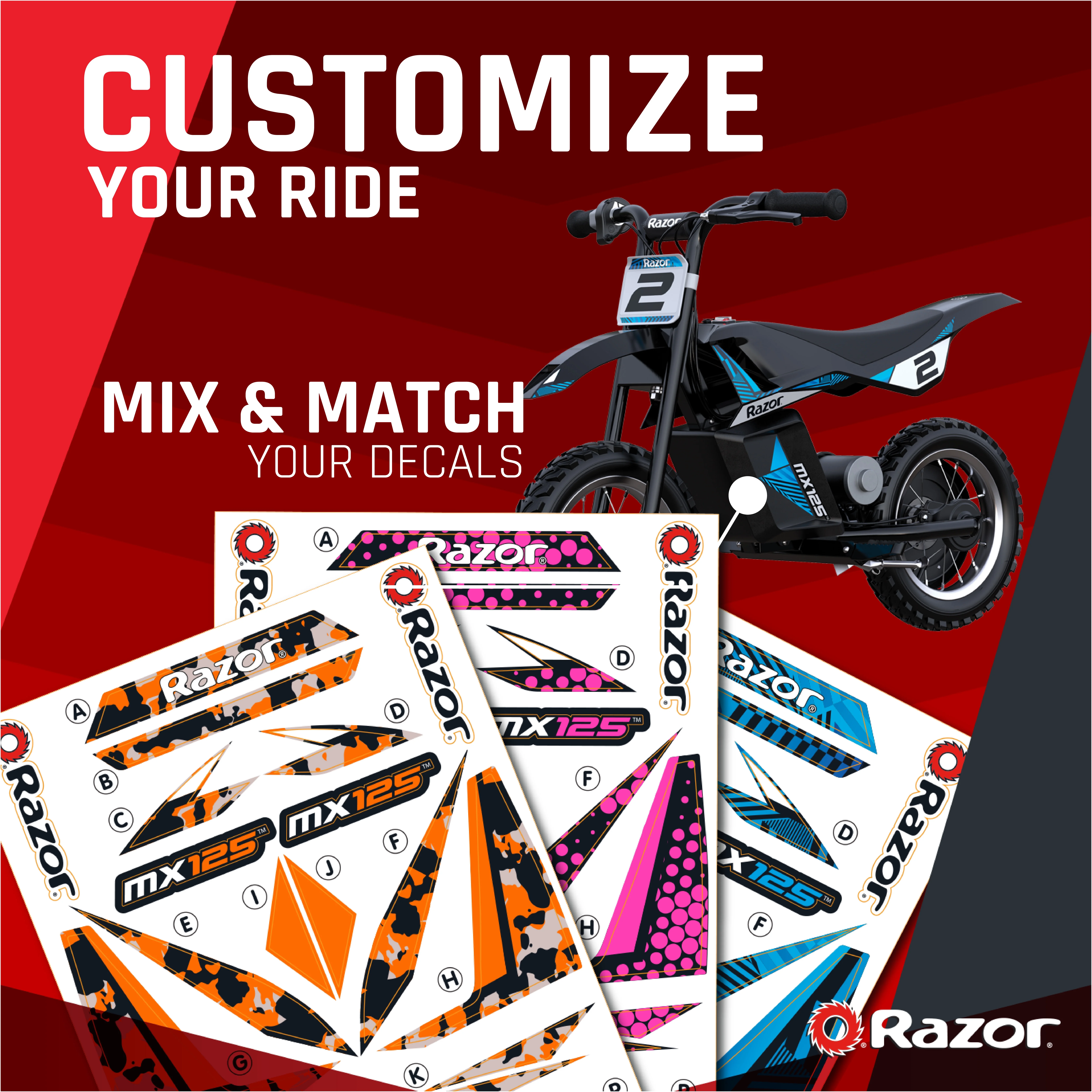 Razor Dirt Rocket MX125 Electric-Powered Dirt Bike - Black with Decal Included, for Child 5+ - Image 8