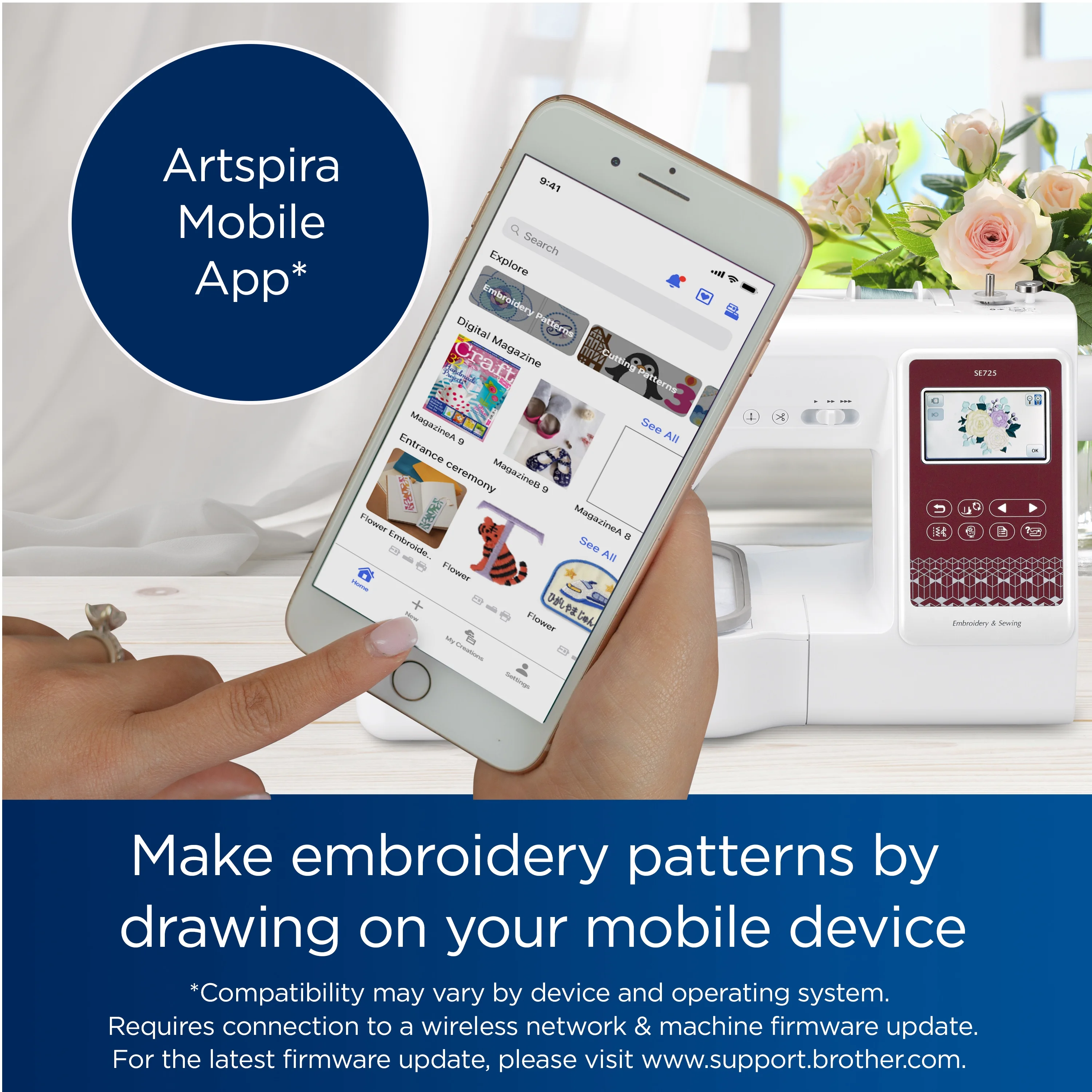 Brother SE725 Sewing and Embroidery Machine with Artspira App, 50 Free Designs - Image 7