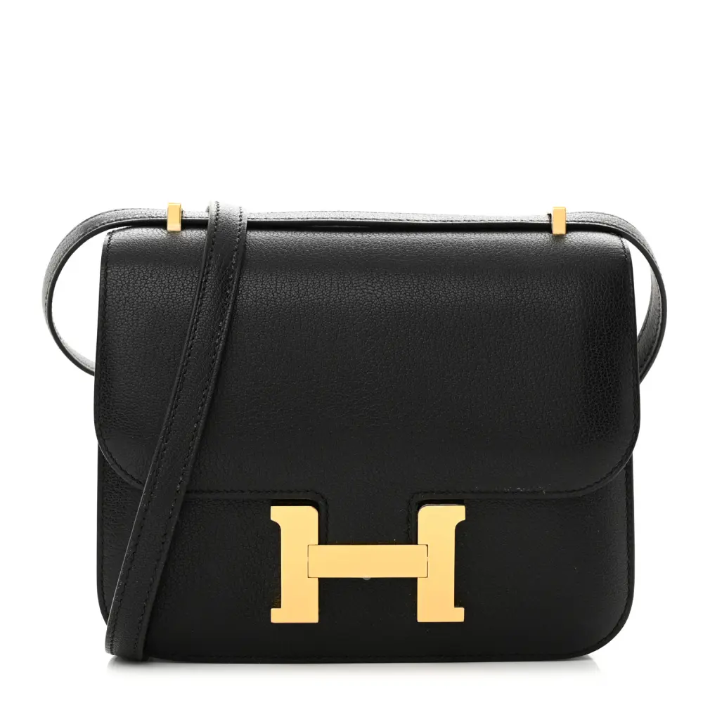 Hermès Black Chèvre Mysore Leather Constance 18 Rose Gold Hardware High-quality Replica1:1High-quality replica
