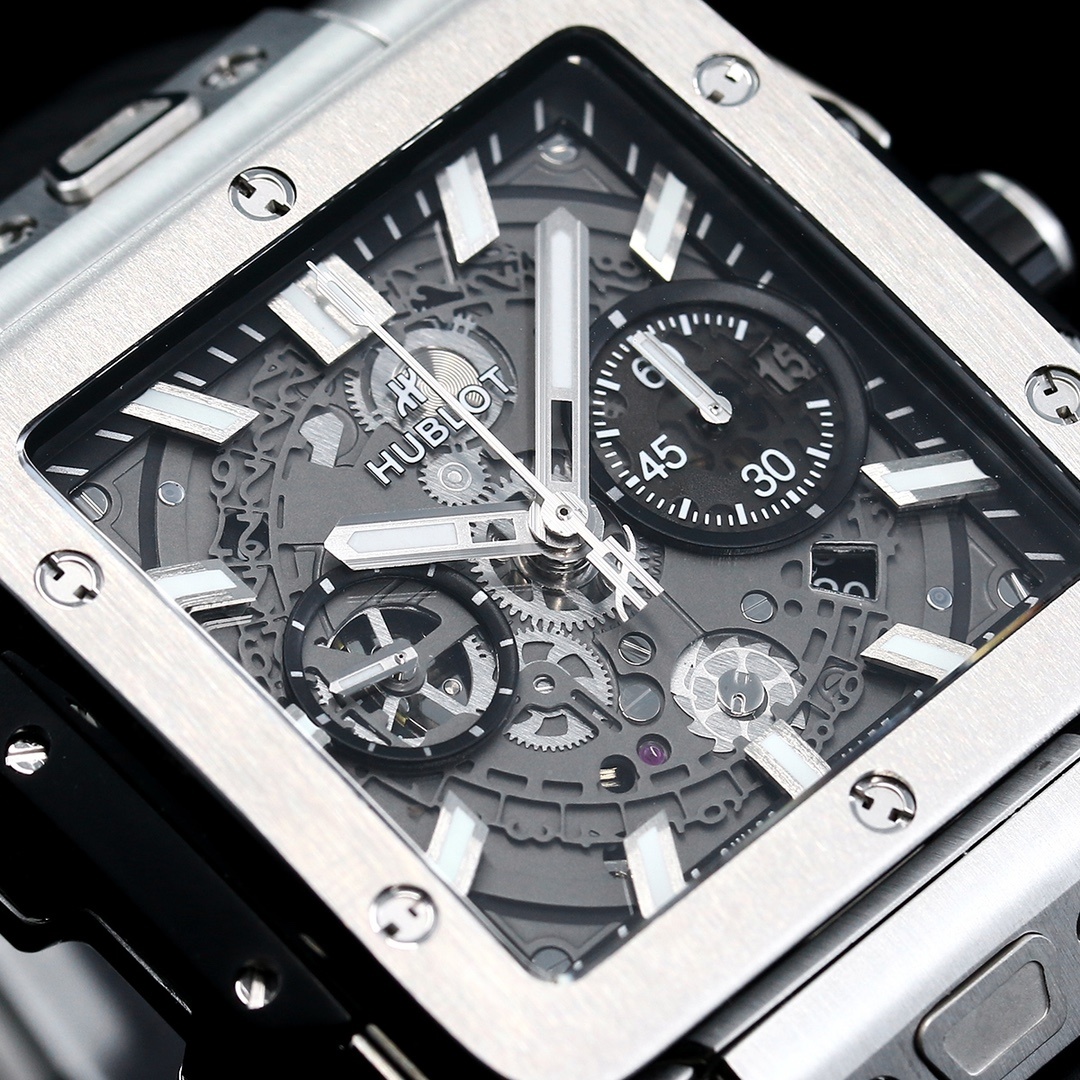 Hublot Big Bang, Square Bang Unico 42mm Textured Rubber Strap(1:1 replica) - Top club