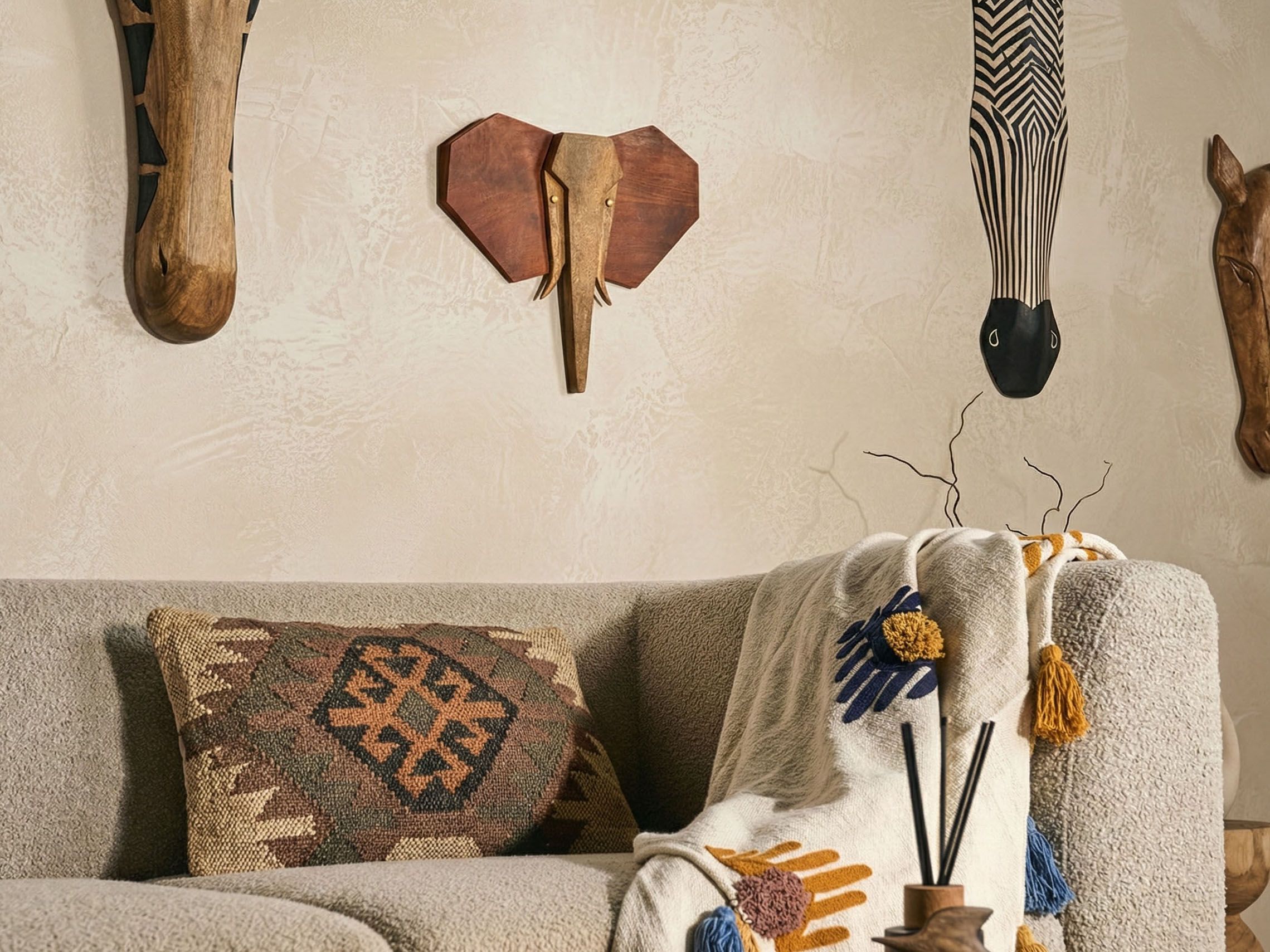 Wall Decor Elephant GAROUA Mango Wood 37 cm Brown