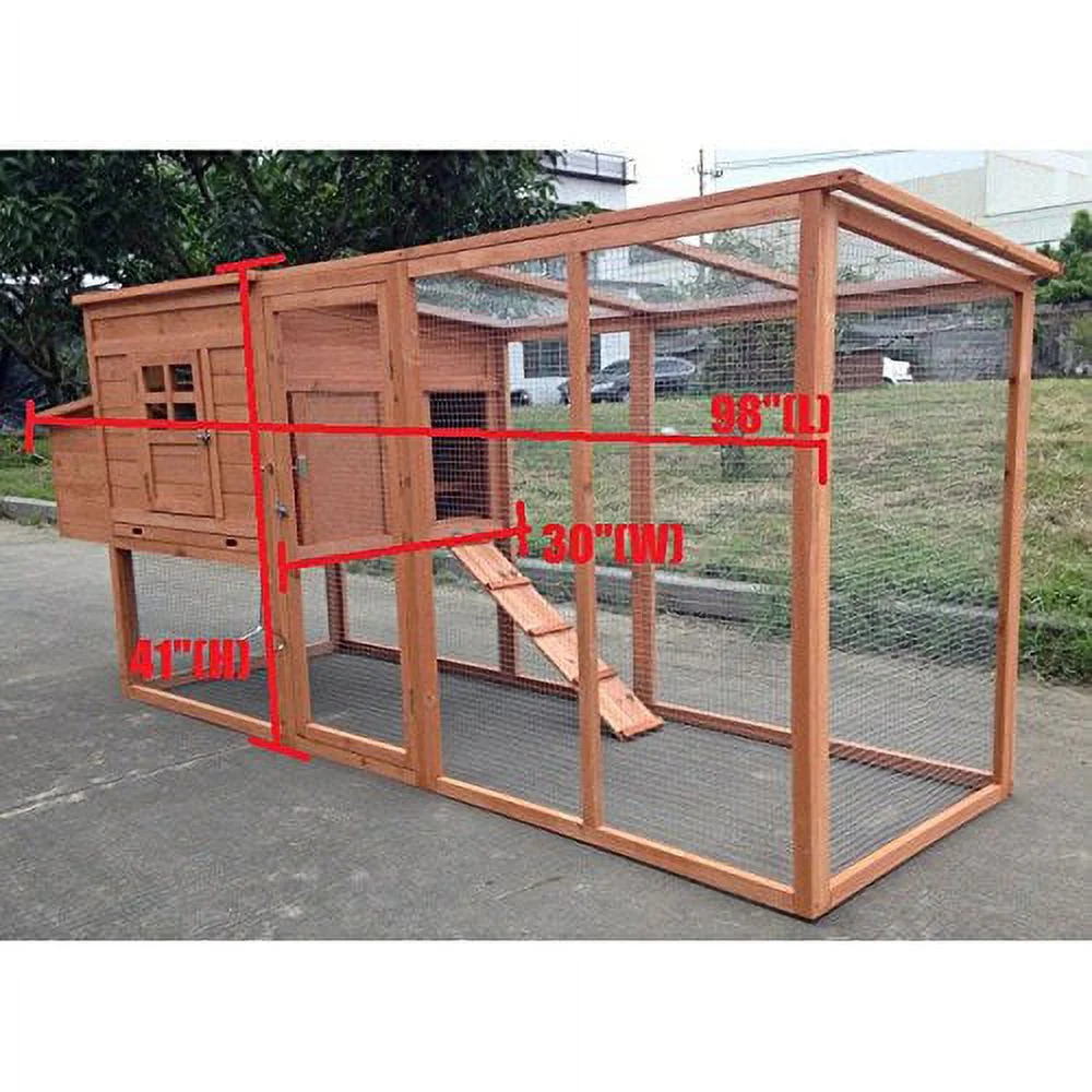 Chicken Coop Large 95" Deluxe Solid wood Hen Chicken Cage House Coop Huge with Run nesting box - Image 8