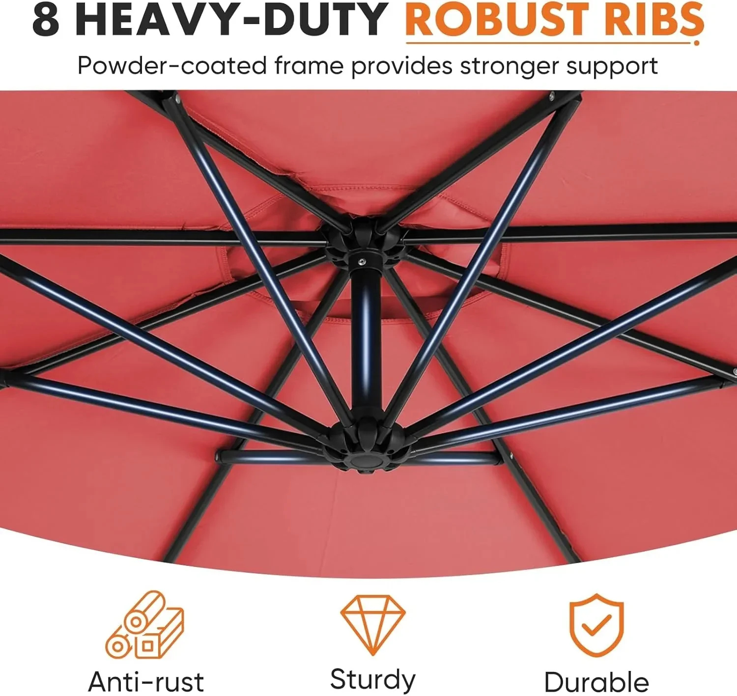 Sweetcrispy 9.8FT Offset Patio Umbrella With Easy Tilt Adjustment, 8 Ribs, Blue - Image 20 Sweetcrispy 9.8FT Offset Patio Umbrella With Easy Tilt Adjustment, 8 Ribs, Blue - Image 20