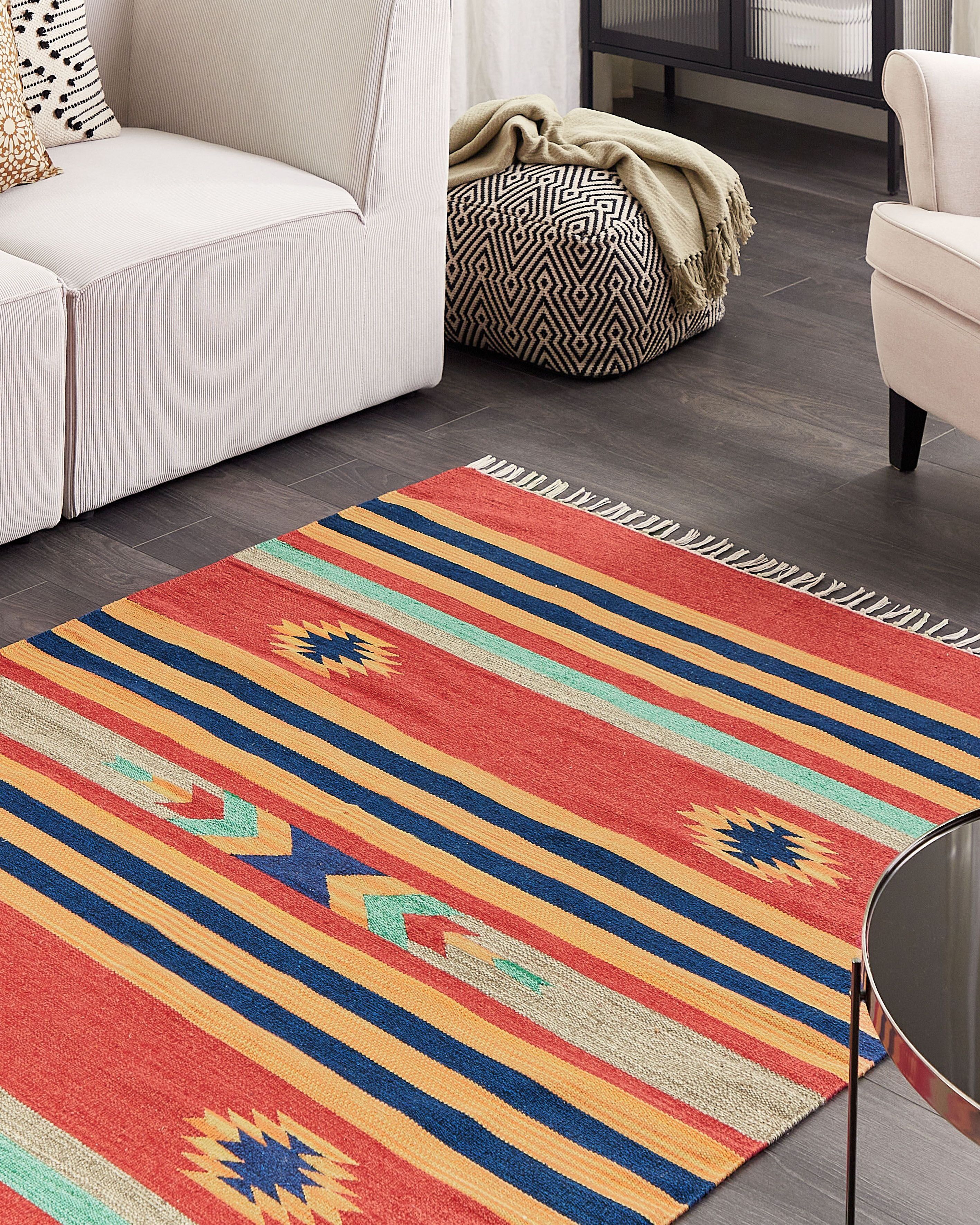 Rug HATIS Multicolour 140 x 200 cm Cotton Kilim